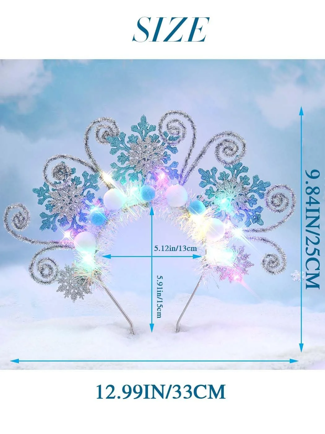 Обруч IYOU Сніжинка Світний Блакитний LED Різдвяний, фото №5