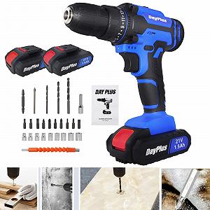 Аккумуляторная отвертка 21 В 45 Н.м с 2 батареями, 2 скорости, набор из 29 аксессуаров, LED подсветка - Фото 1