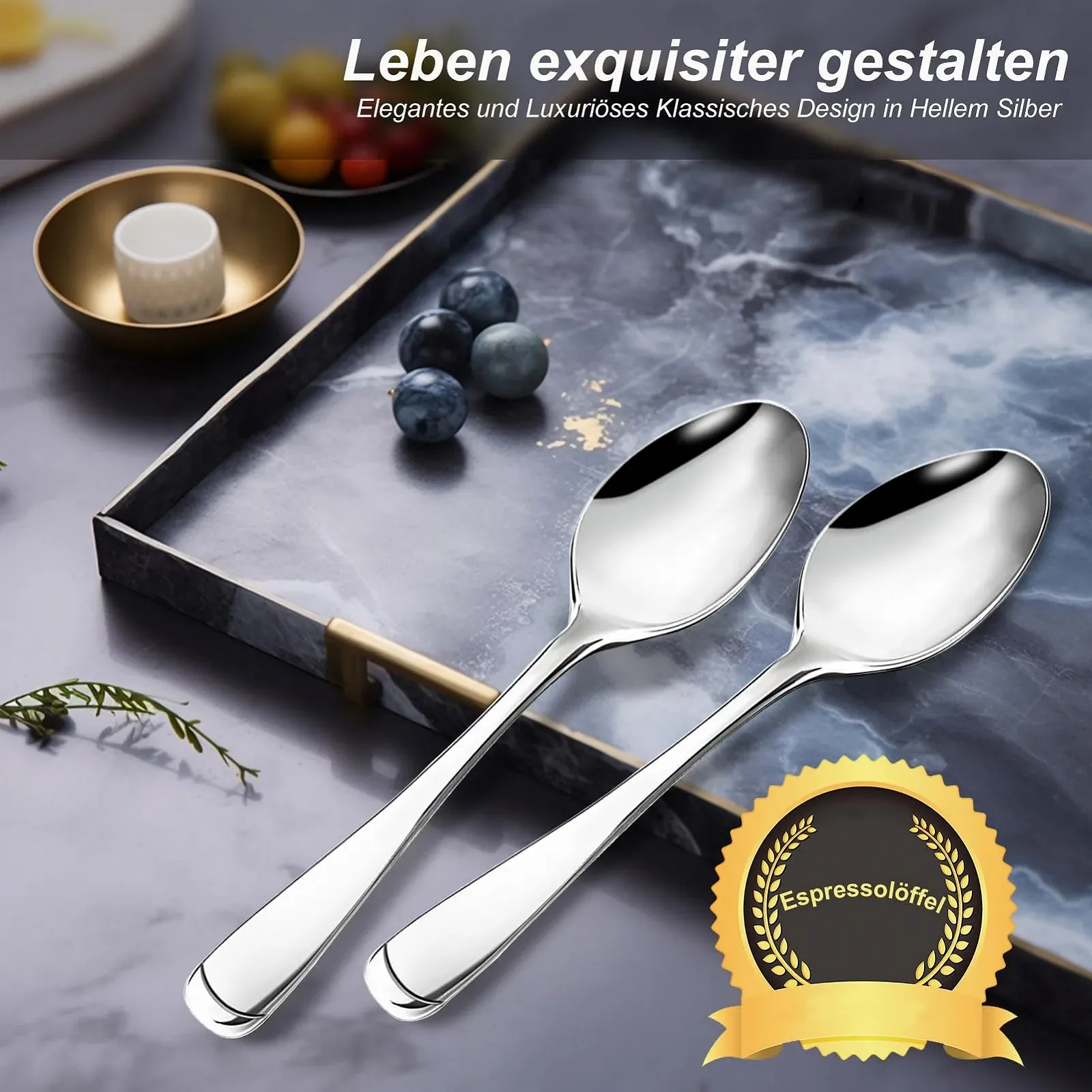 Ложки для кави, Набір з 6 штук, Маленькі з нержавіючої сталі, фото №4