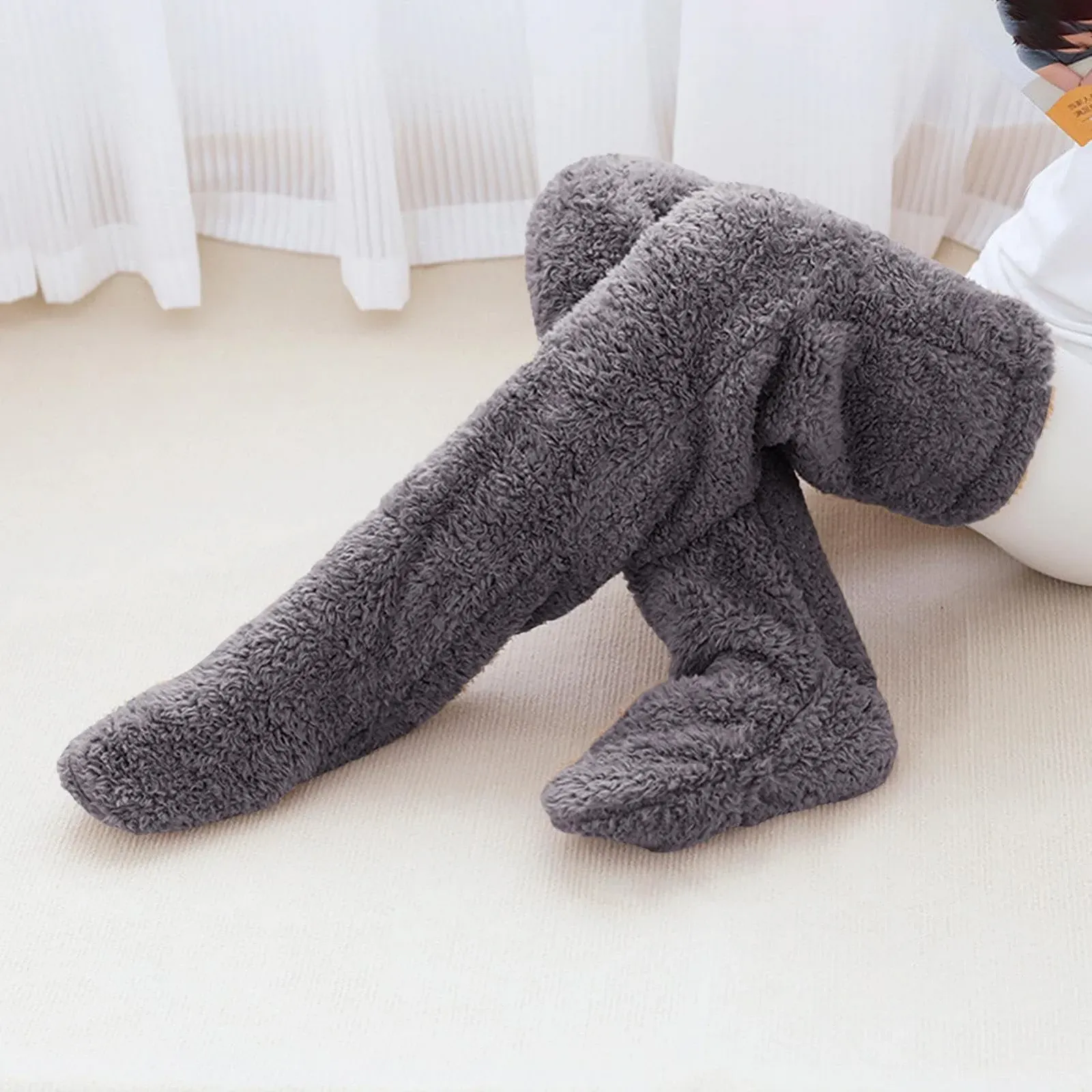 Плюшеві шкарпетки-капці Пухнасті 56 см Теплі, фото №5