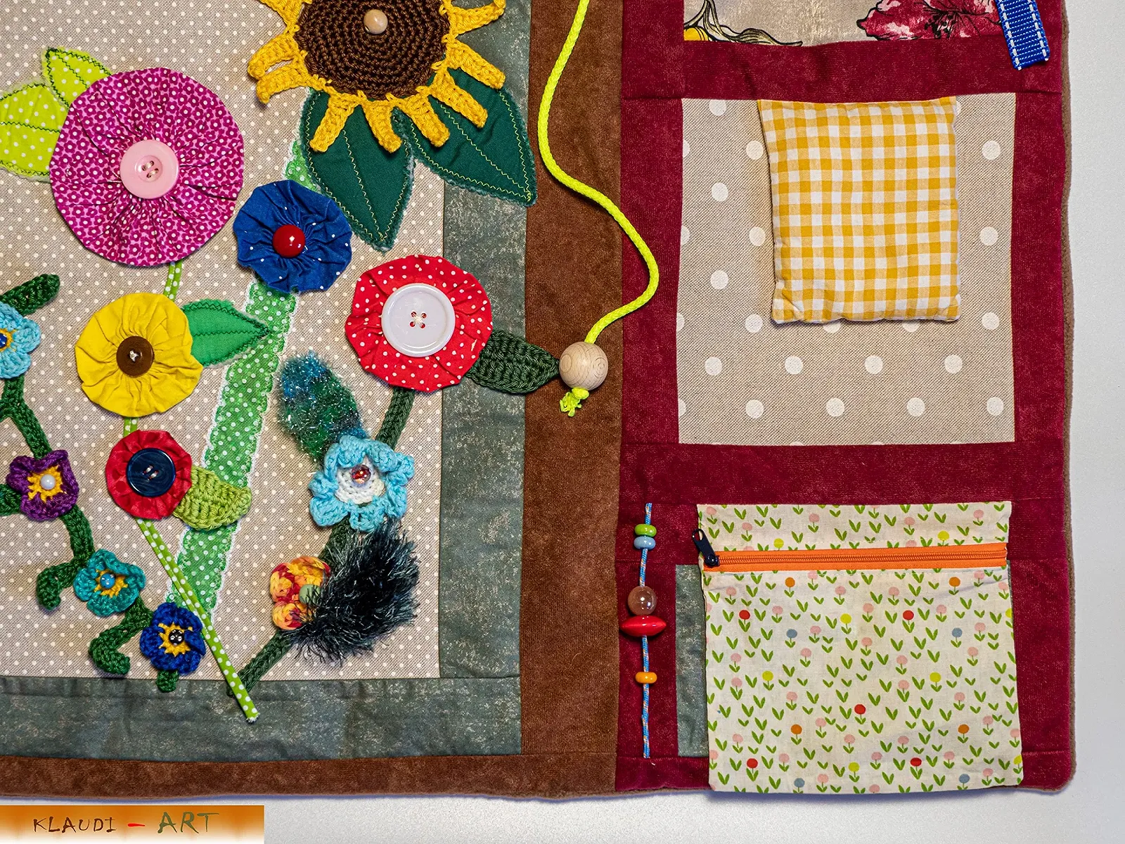 Специальный плед Demenzdecke "Разноцветный букет цветов" Ручная работа, фото №5