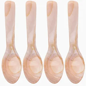 Ложка Yardwe Набор 4 шт Перламутровая ложка для икры 9 см Натуральная Цвет кофе - Фото 1