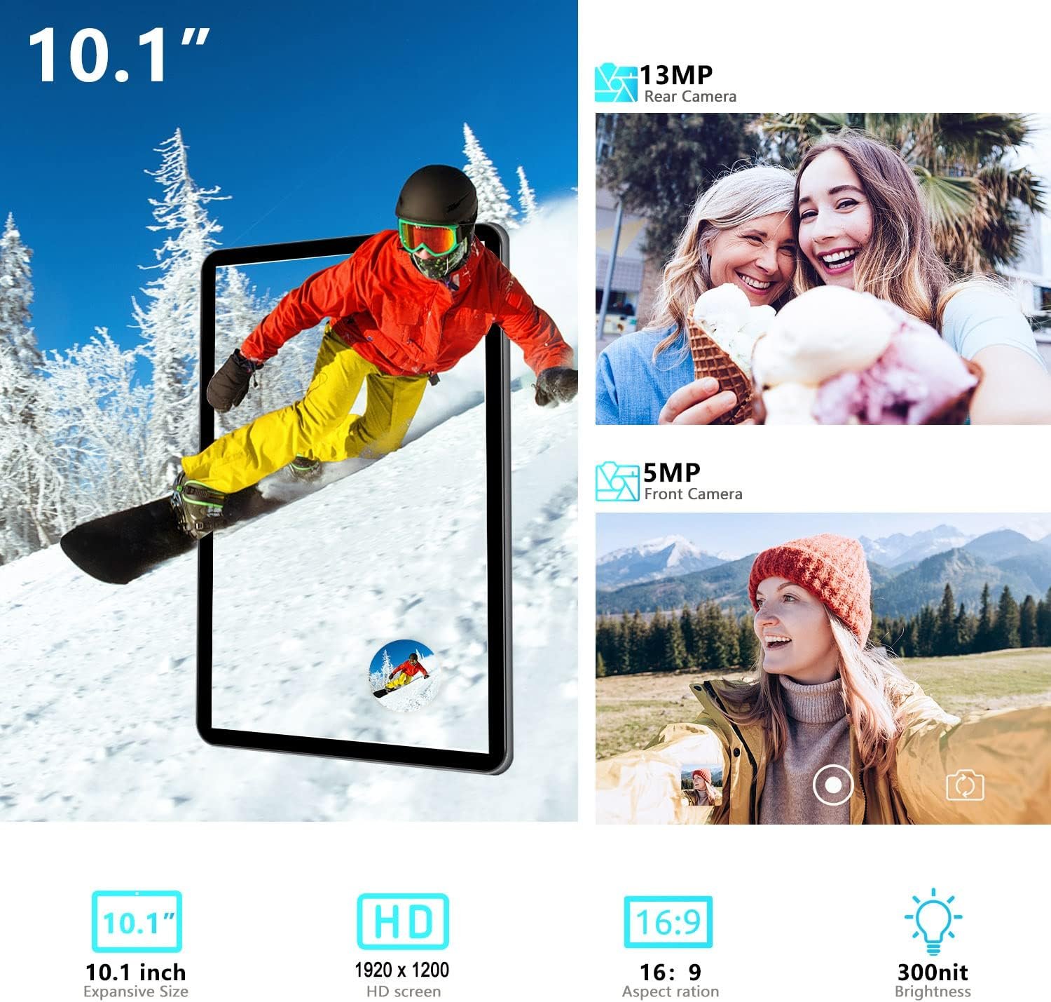 Планшет 10.1" Full HD Ouzrs M3 6/128Gb 8 ядер Andorid 12 6850 mAh Чорно-Серый, фото №5