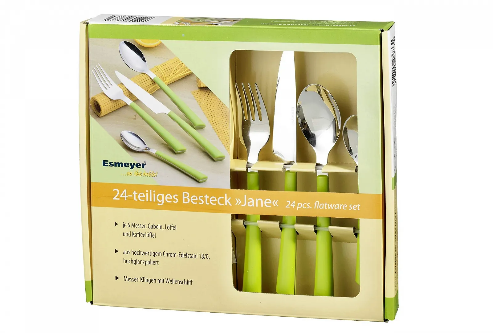 Набір столових приборів Esmeyer Jane 199-427, 24 предмети, поліровані, з пластиковими ручками, зелений, фото №5
