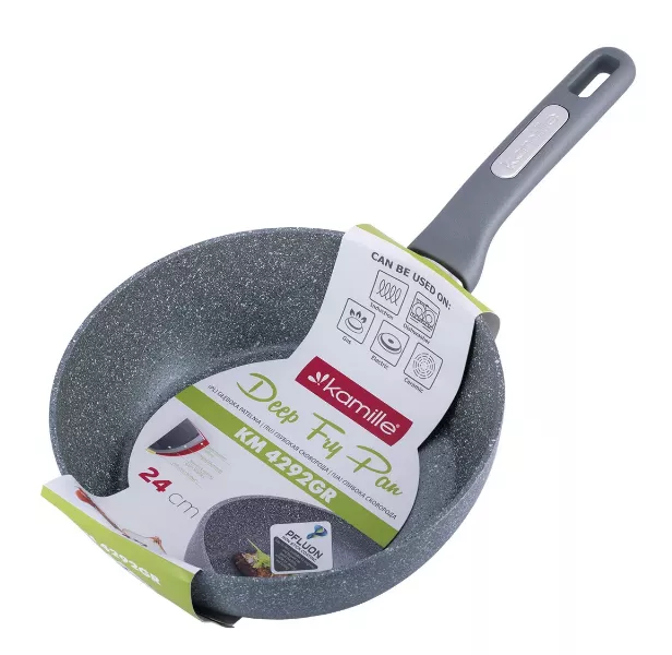 Сотейник 24*7.5 см с гранитным покрытием из литого алюминия Kamille KM-4292GR, фото №1