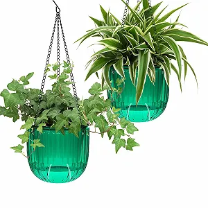 Підвісні горщики 2 шт з автополивом зелені для дому та саду - Фото 1