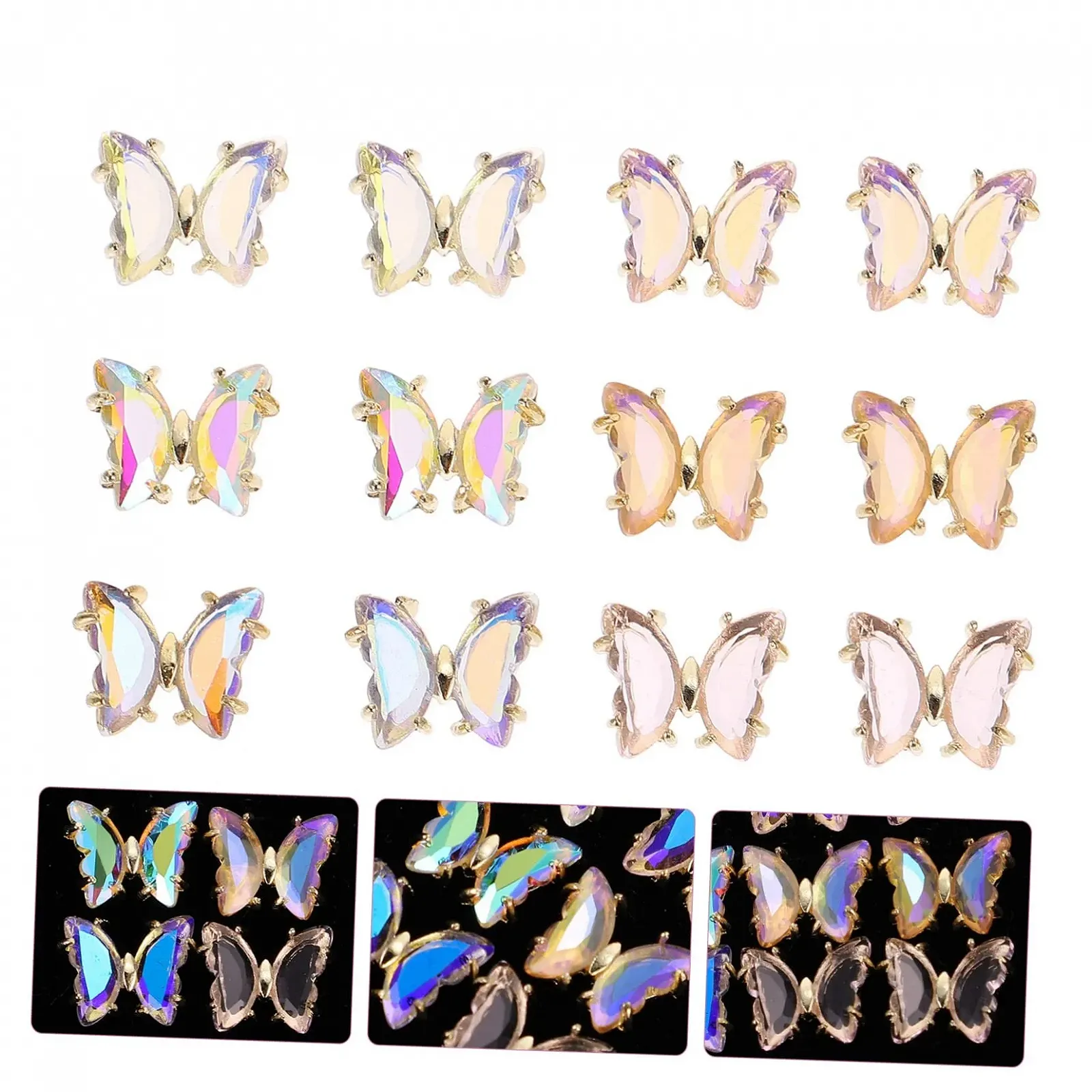 Подвеска для ногтей Бабочка Housoutil 12шт Кристаллические стразы Циркон 3D, фото №4 Подвеска для ногтей Бабочка Housoutil 12шт Кристаллические стразы Циркон 3D, фото №4