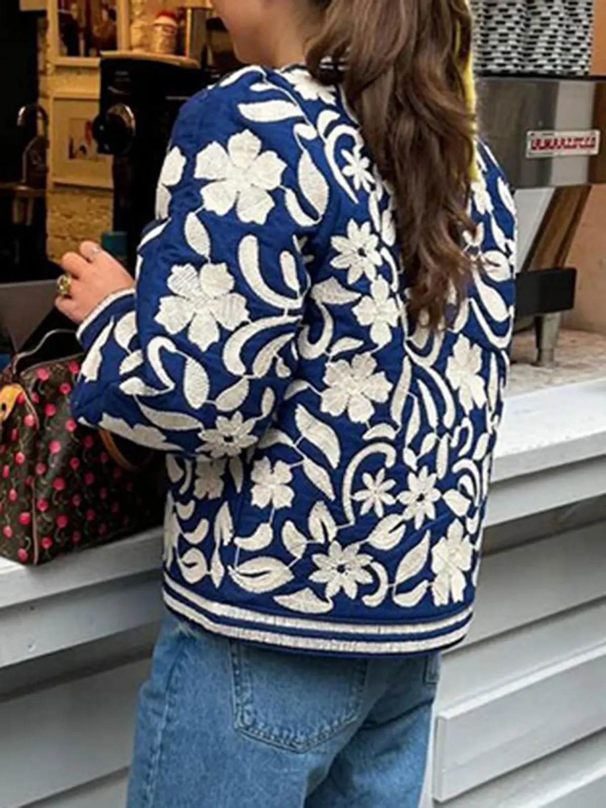 Жіноча куртка SANSIWU Квіткова укорочена, фото №6