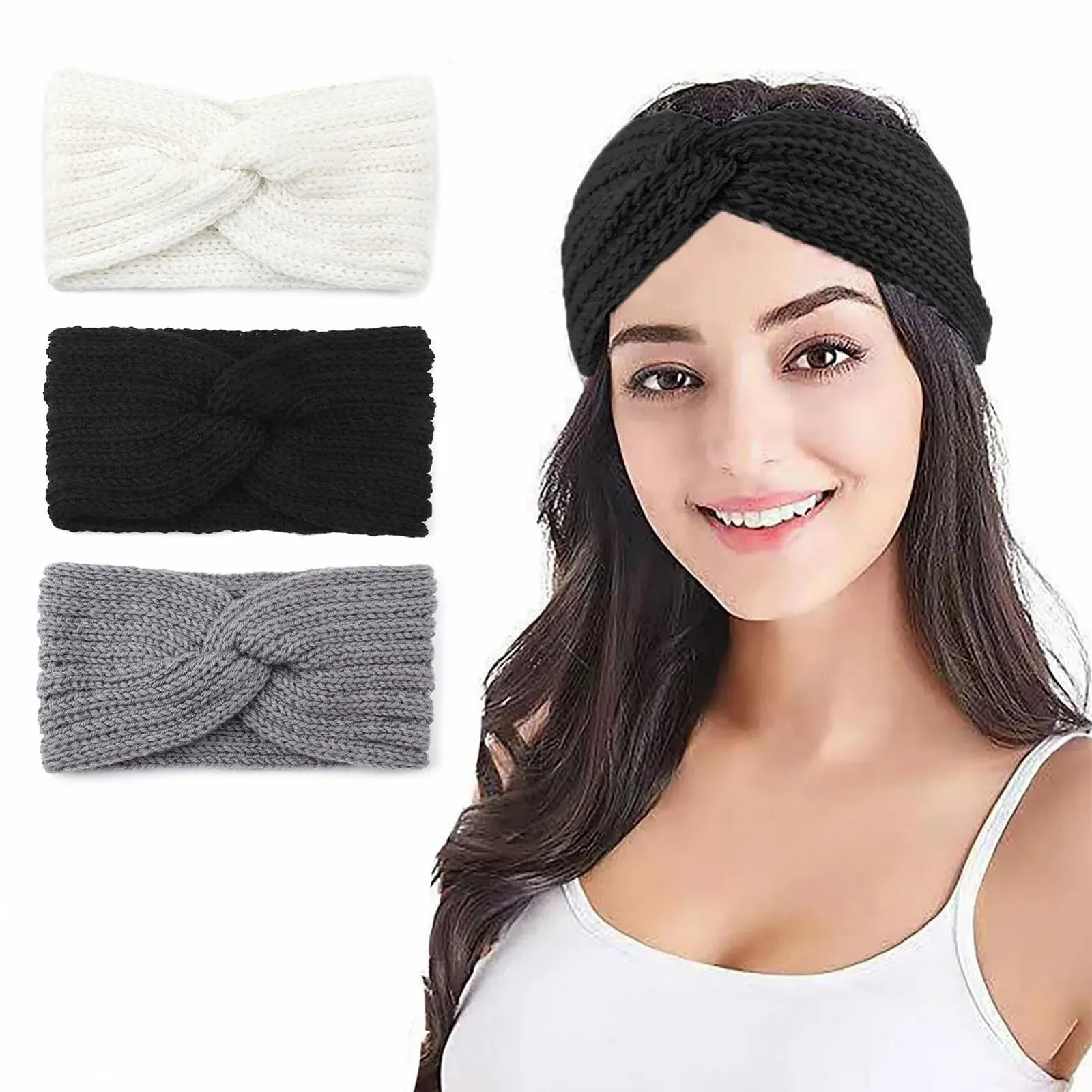 В'язана пов'язка на голову Жіноча Зимова, фото №6