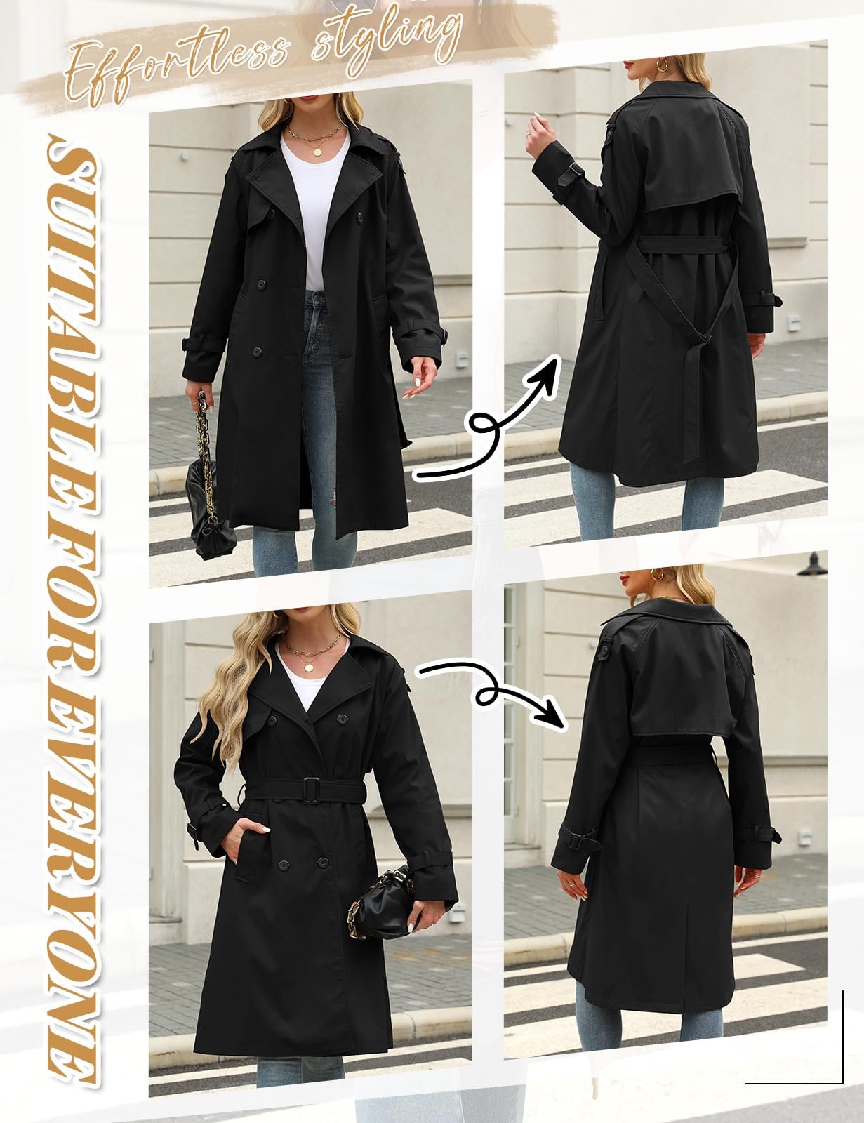 Тренч Tuopuda Классический Двубортный Длинный Женский, фото №3