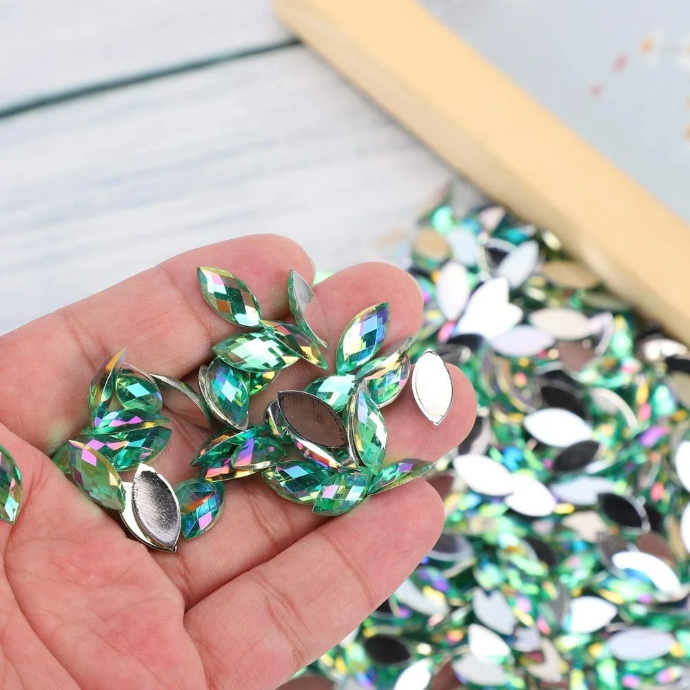 Стразы Конский глаз AB цвета, Стразы для ногтей, Блестящие стразы с плоской задней частью, Акриловые аксессуары для DIY украшений, фото №8