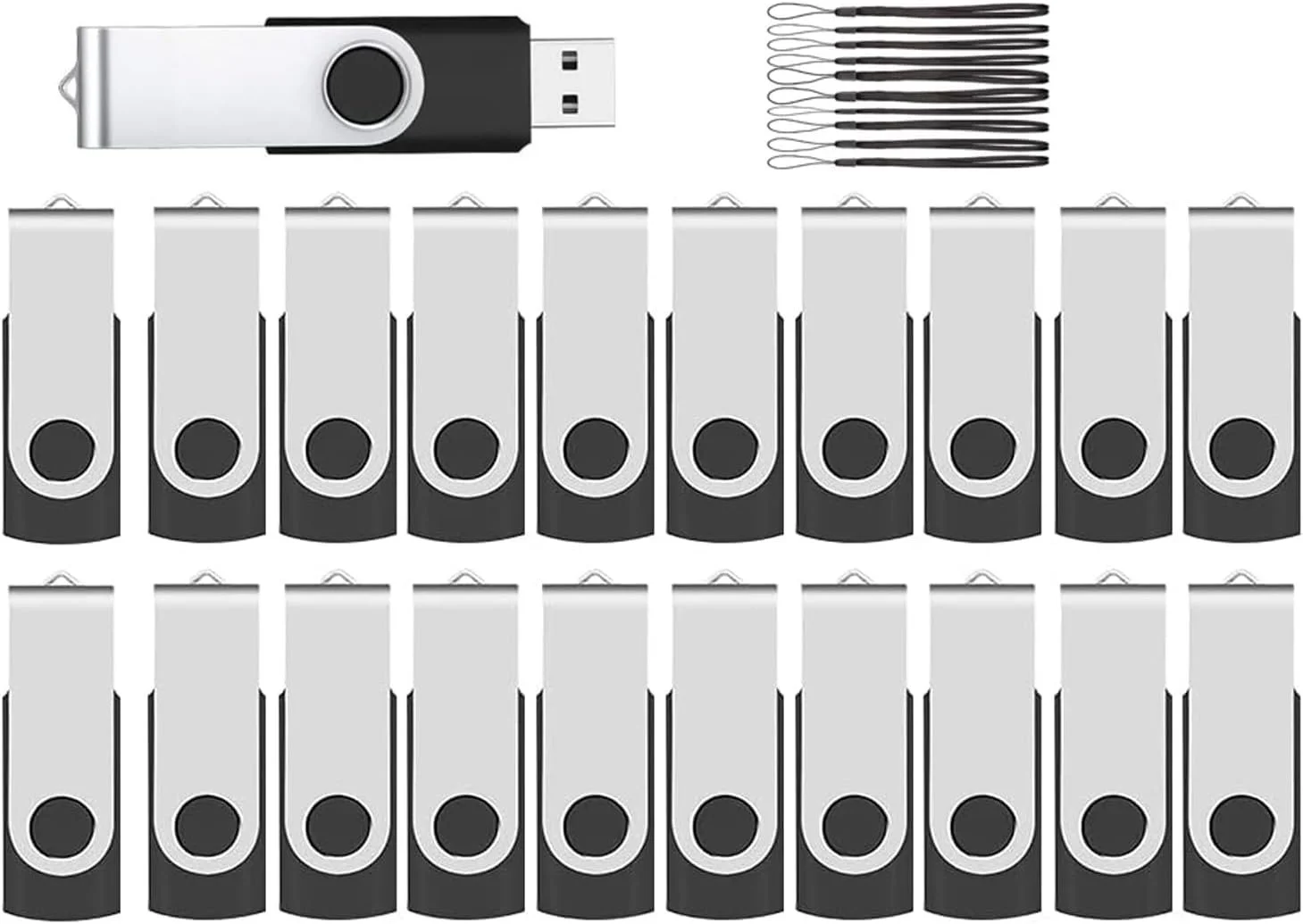 USB-накопичувач ABLAZE 1 GB Набір 20 шт. High Speed USB 2.0 Swivel Metal Чорний, фото №1