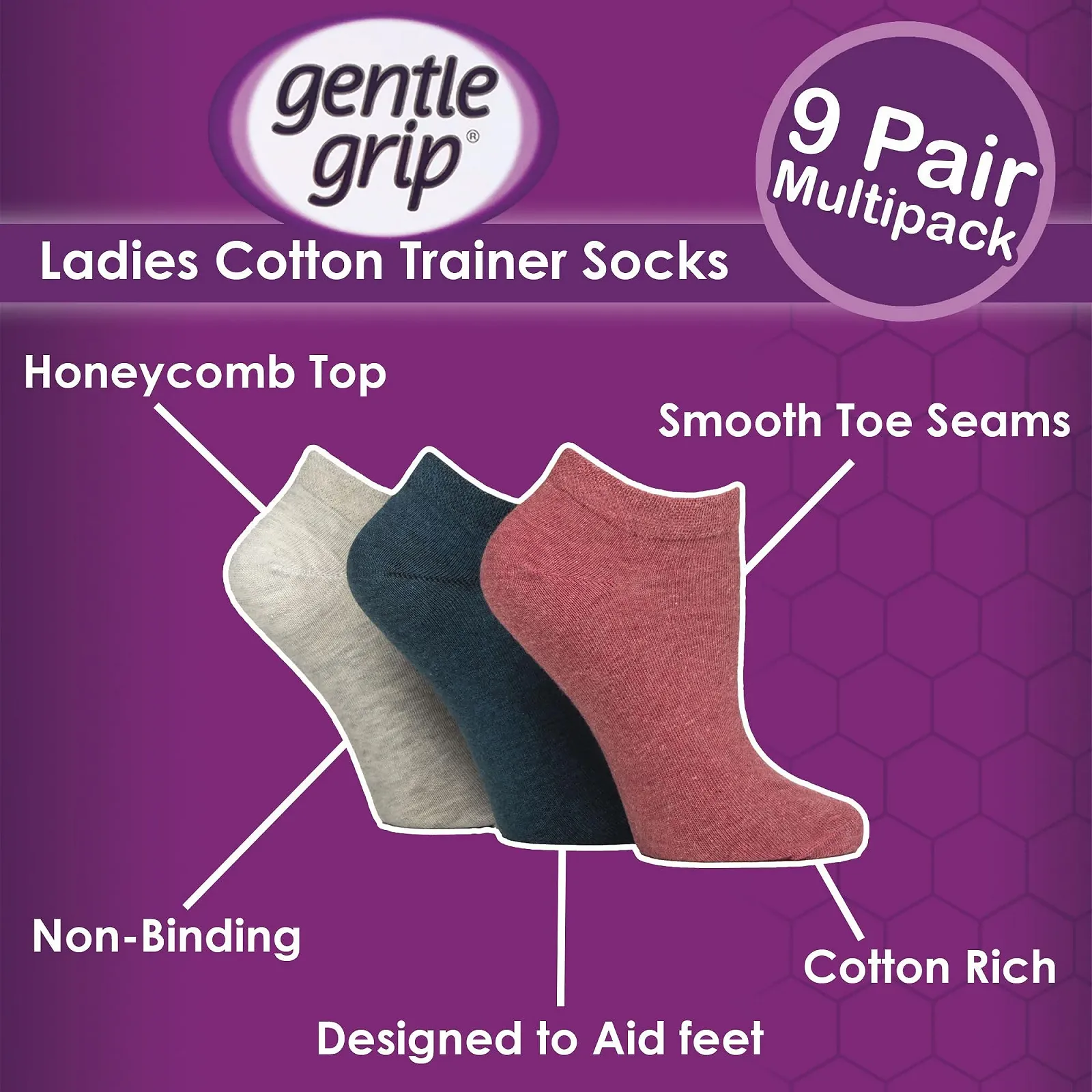 Шкарпетки Gentle Grip 9 пар жіночі короткі спортивні шкарпетки для діабетиків, фото №4