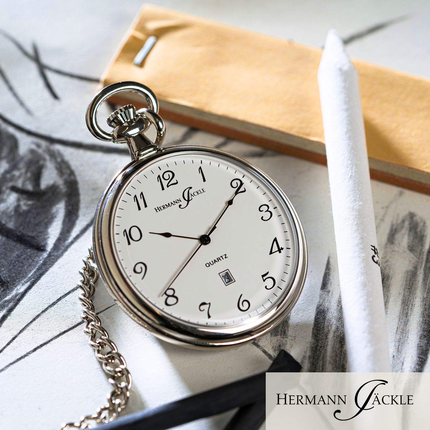 Годинник кишеньковий Hermann Jäckle Konstanz II Quartz 47 мм срібний, фото №4