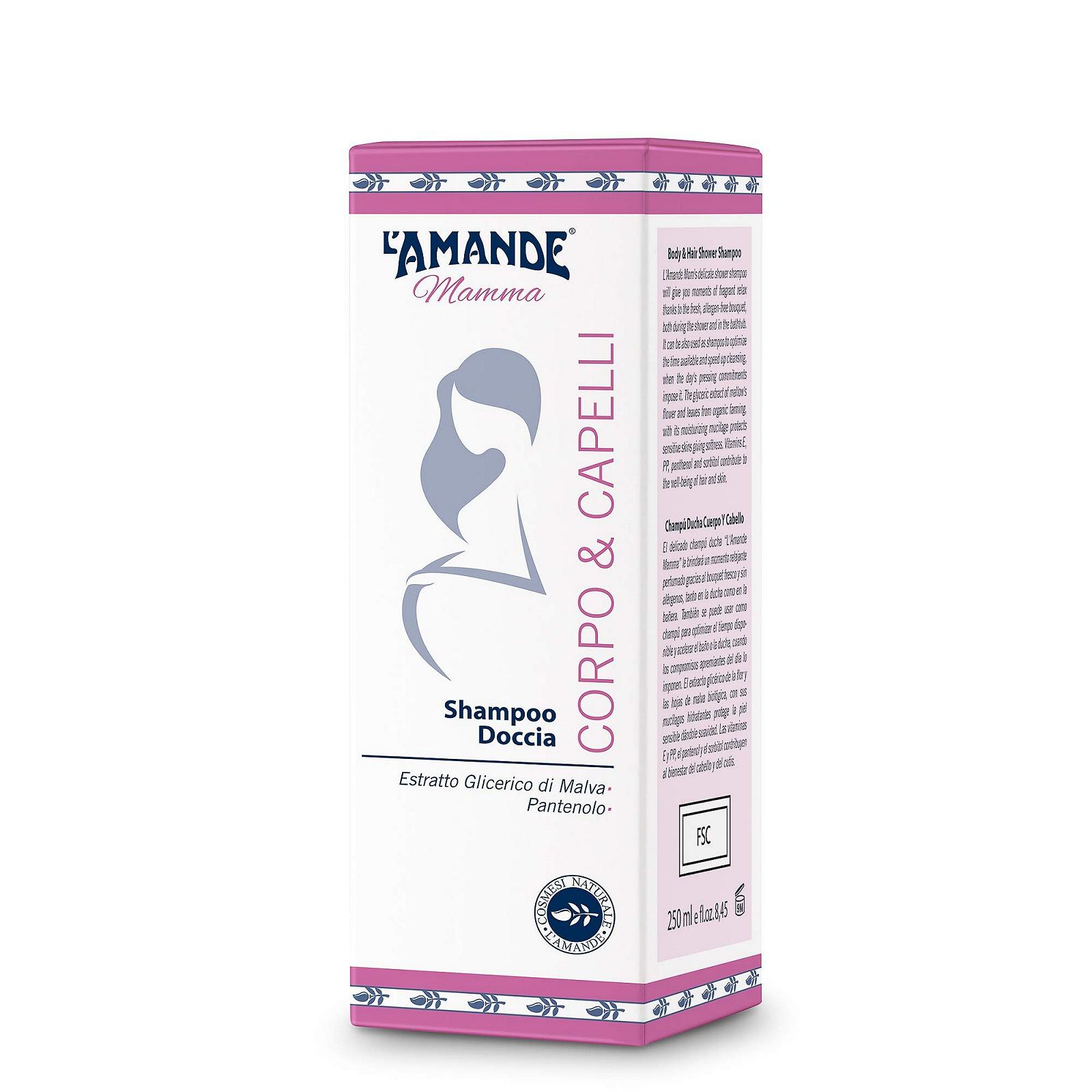Гель-шампунь для душа L'Amande Linea Mamma для тела и волос 250 мл, фото №4