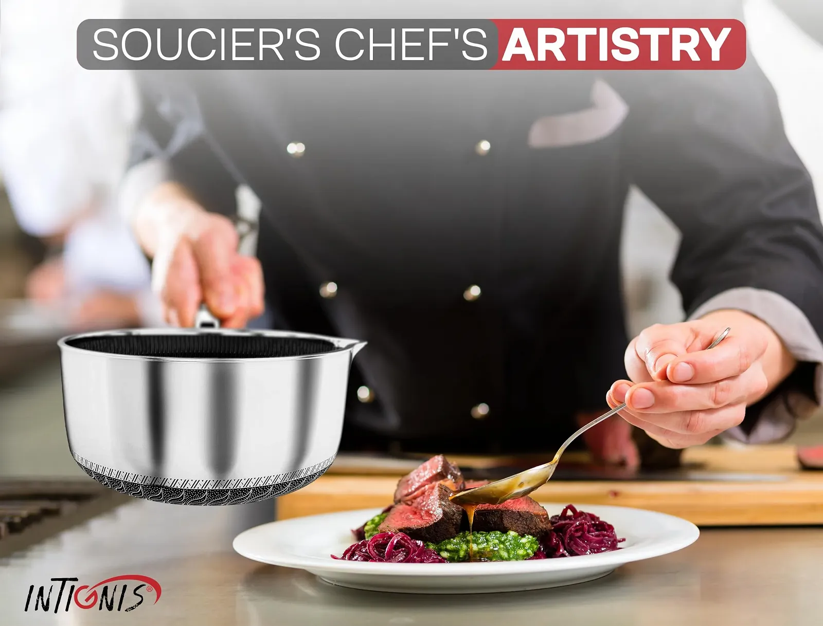 Каструля Non Stick 20 см/2 л з кришкою для індукційних, газових, електричних плит з носиком, термостійкою ручкою, стійка до подряпин, фото №5