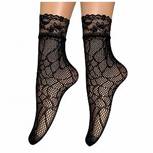 Прозрачные кружевные чулки Кружевные носки Готические сетчатые носки Сексуальные сетчатые носки Прозрачные носки Костюмные носки Женские кружевные носки Короткие эластичные кружевные носки Кружевные сетчатые носки Тонкие модные - Фото 1