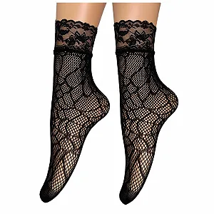 Прозрачные кружевные чулки Кружевные носки Готические сетчатые носки Сексуальные сетчатые носки Прозрачные носки Костюмные носки Женские кружевные носки Короткие эластичные кружевные носки Кружевные сетчатые носки Тонкие модные - Фото 1