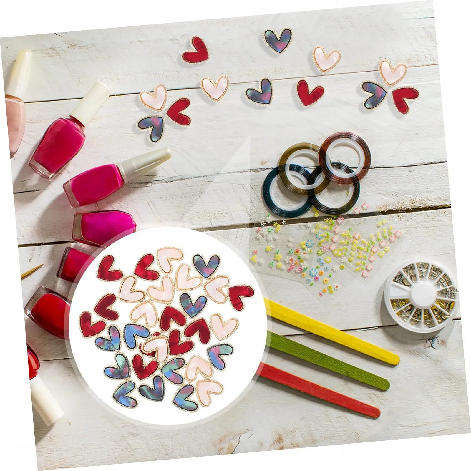 Украшения для ногтей Форма сердца MERRYHAPY 30шт. Декоративные сплавные шармы, фото №7