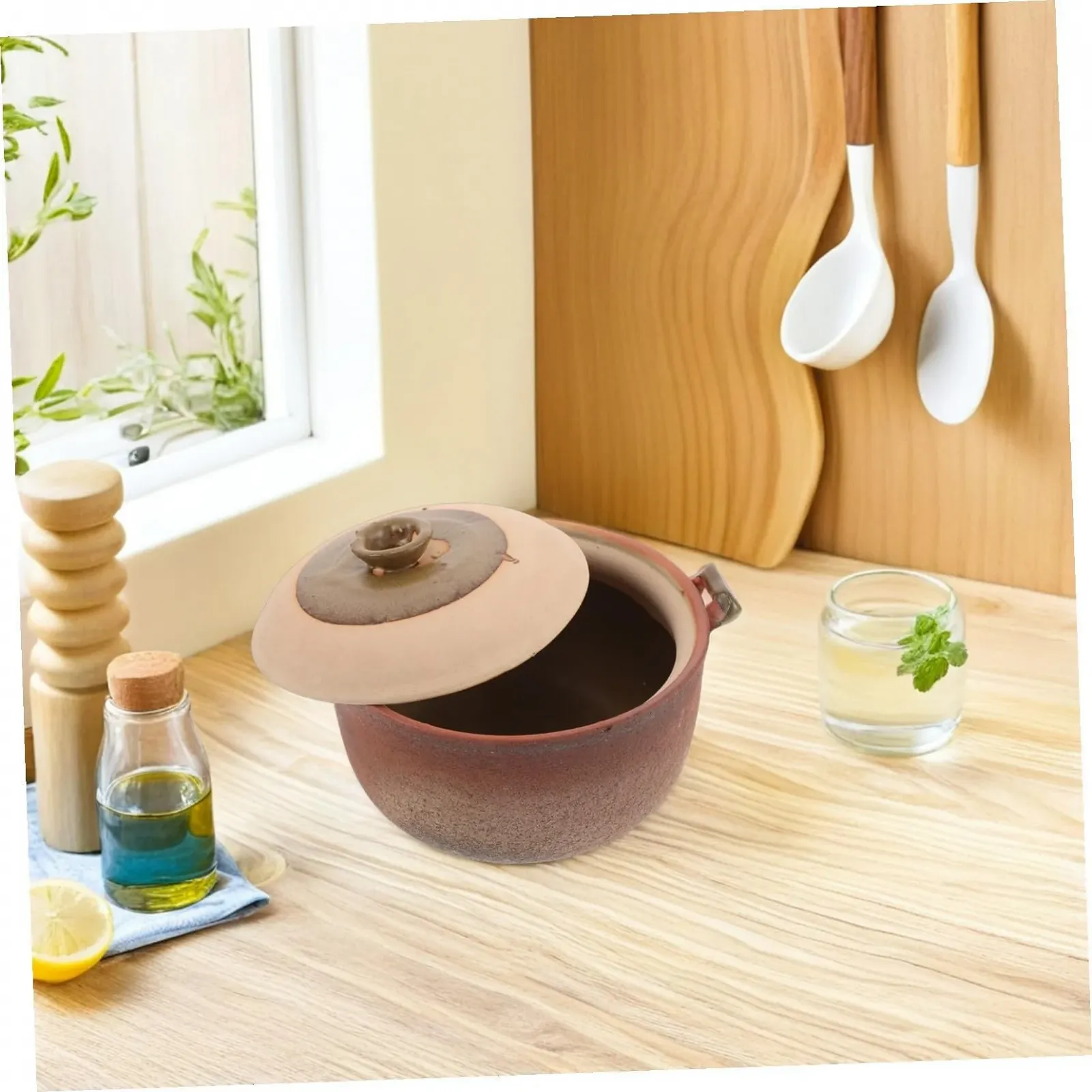 Горщик глиняний BESPORTBLE Теракотовий з кришкою та ручкою, фото №6