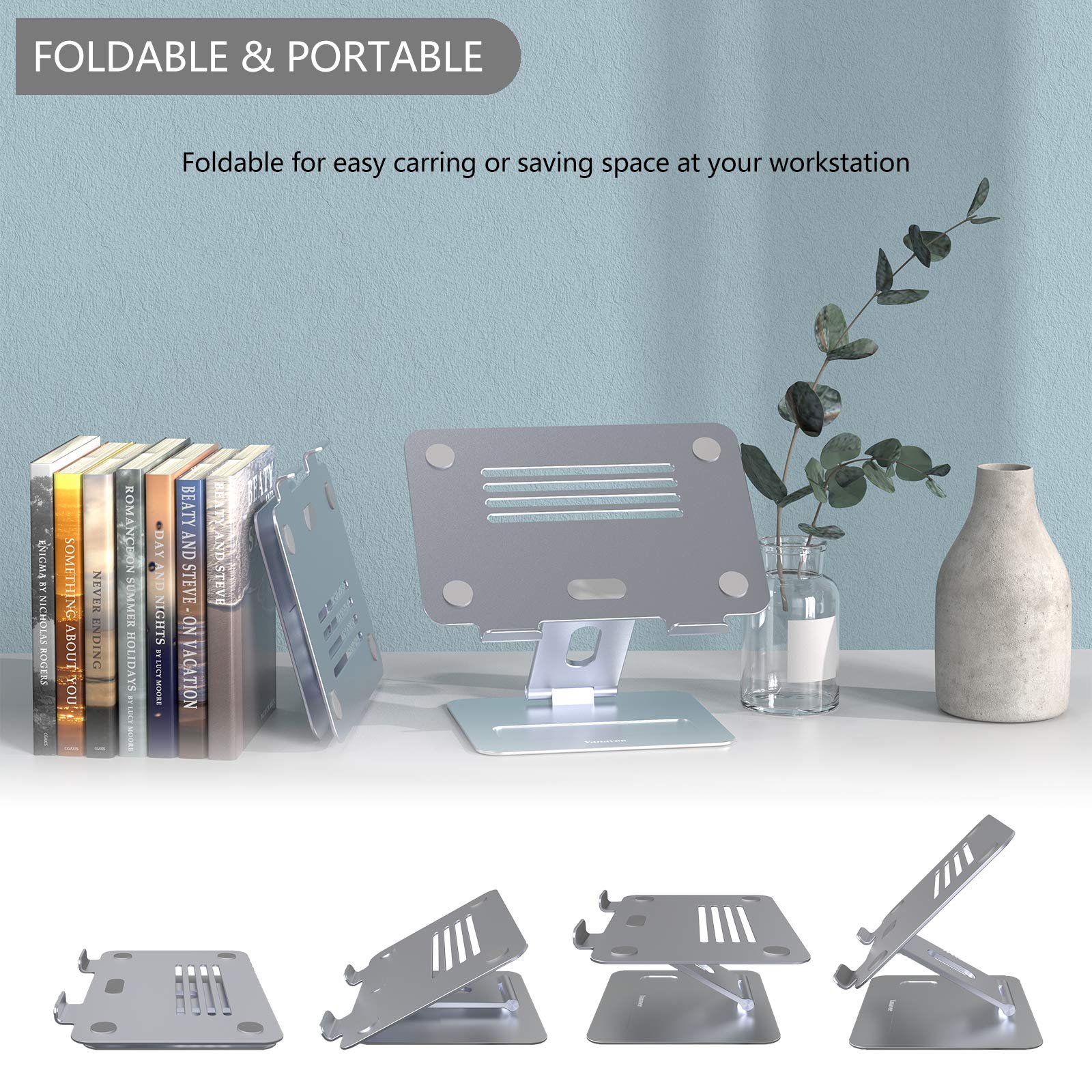 Подставка для ноутбука Premium Aluminium Регулируемая по высоте Space Grey, фото №6