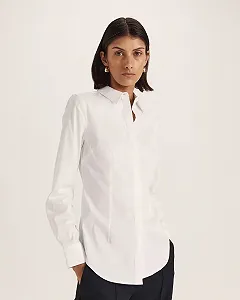 Женская рубашка MAVI Long Sleeve Shirt в классическом белом цвете White - M synthetic.ua - Фото 1