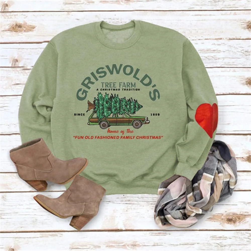 Женская Толстовка Griswold's Tree Farm с Красным Сердцем, Рождественская, Семейная, Графическая, Эстетическая, фото №3