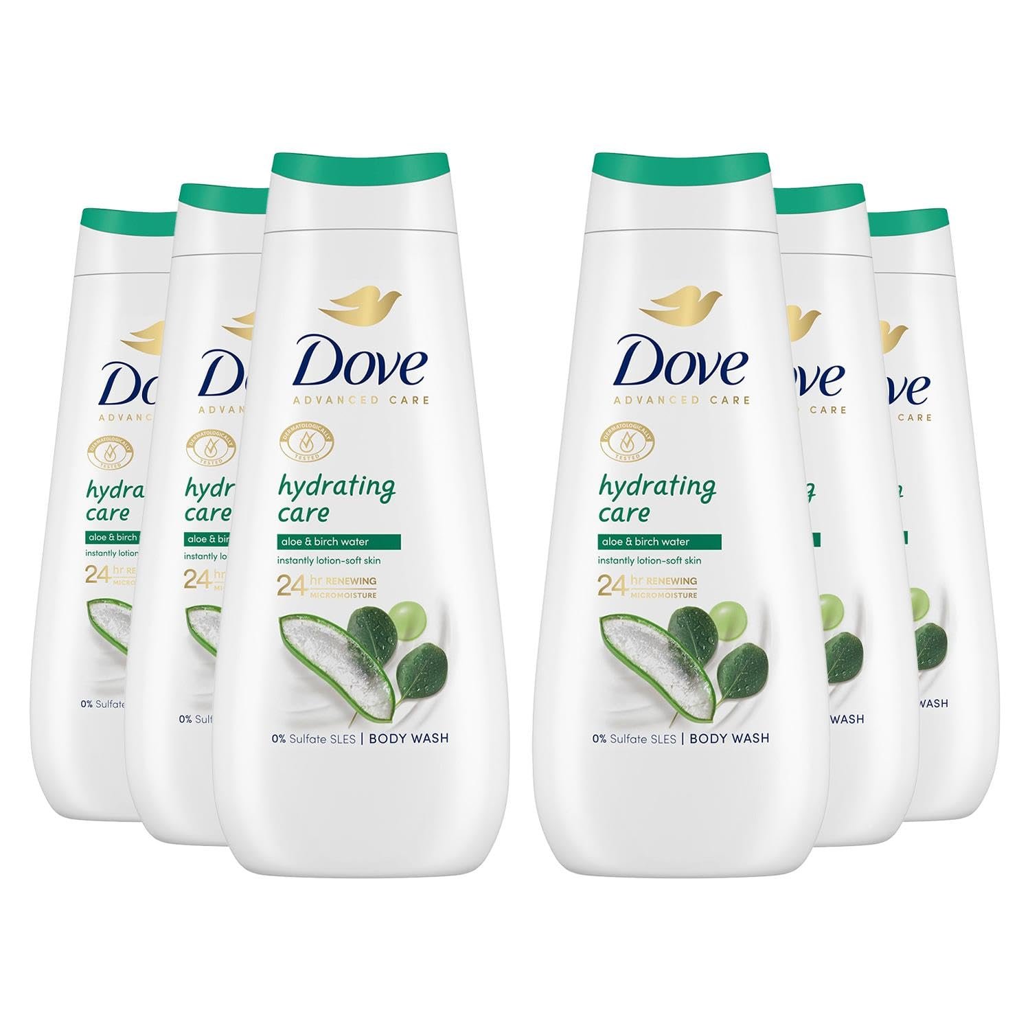 Гель для душу Dove Advanced Care Hydrating Care з алое та березовою водою 400 мл (Упаковка з 6 шт), фото №1