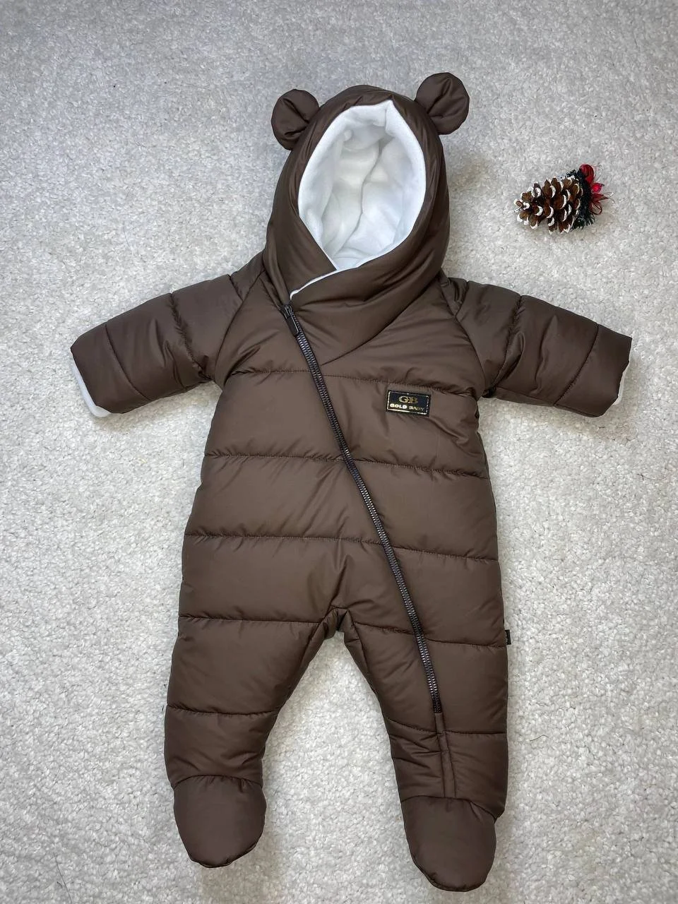 Зимний детский комбинезон 68р коричневый, фото №1