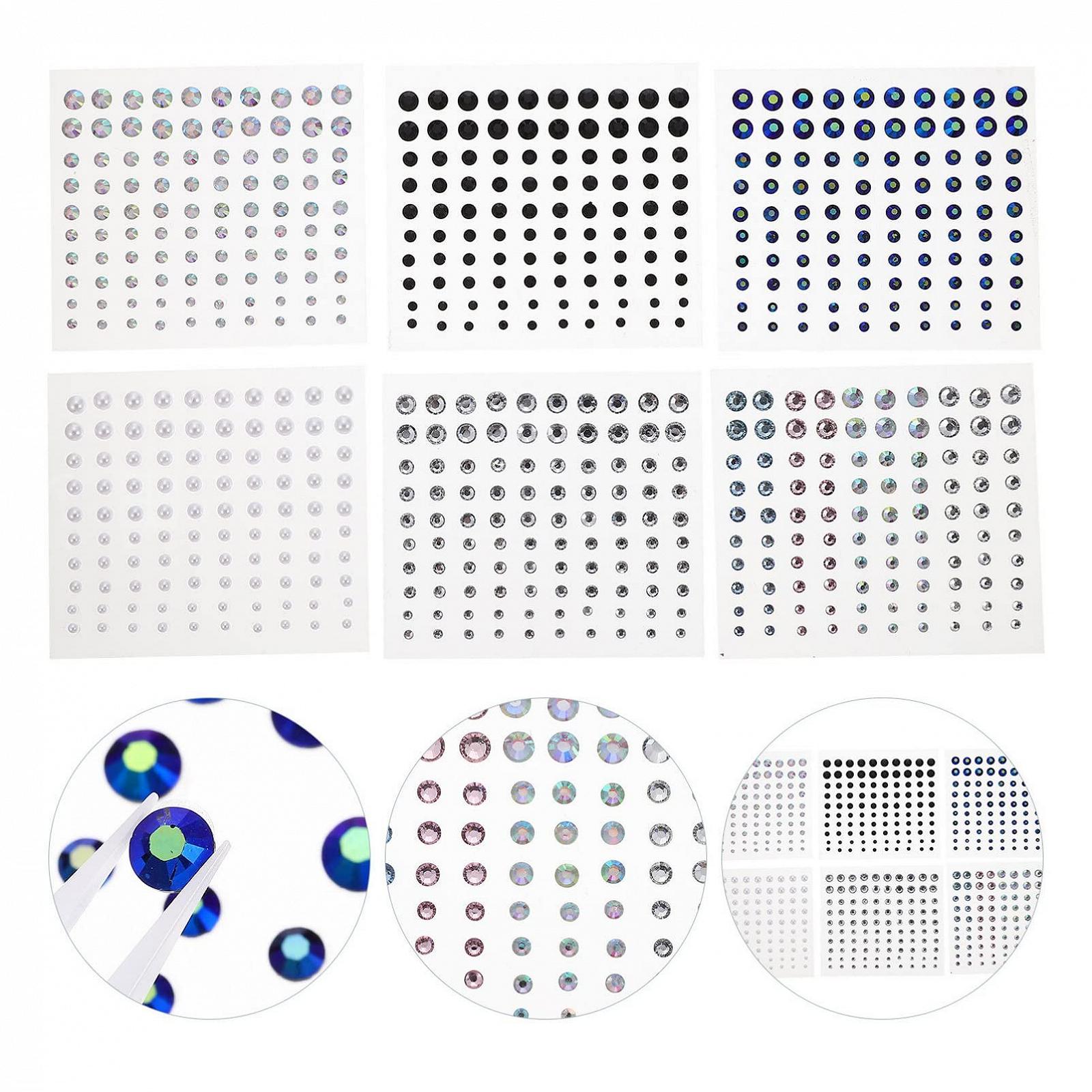 Стразы для ногтей 6 листов, наклейки, разные формы и цвета, фото №5