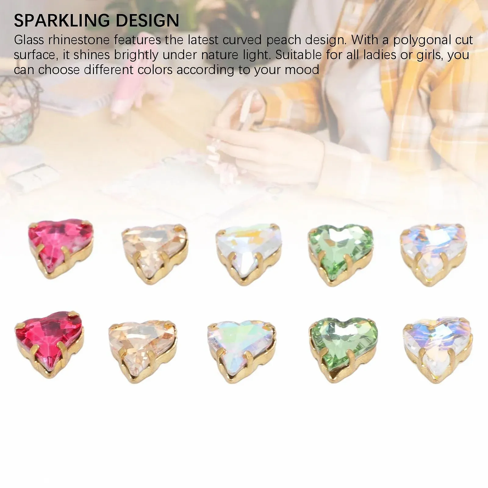 Стразы Стекло Сердце Витое TOPINCN 10 шт., фото №9