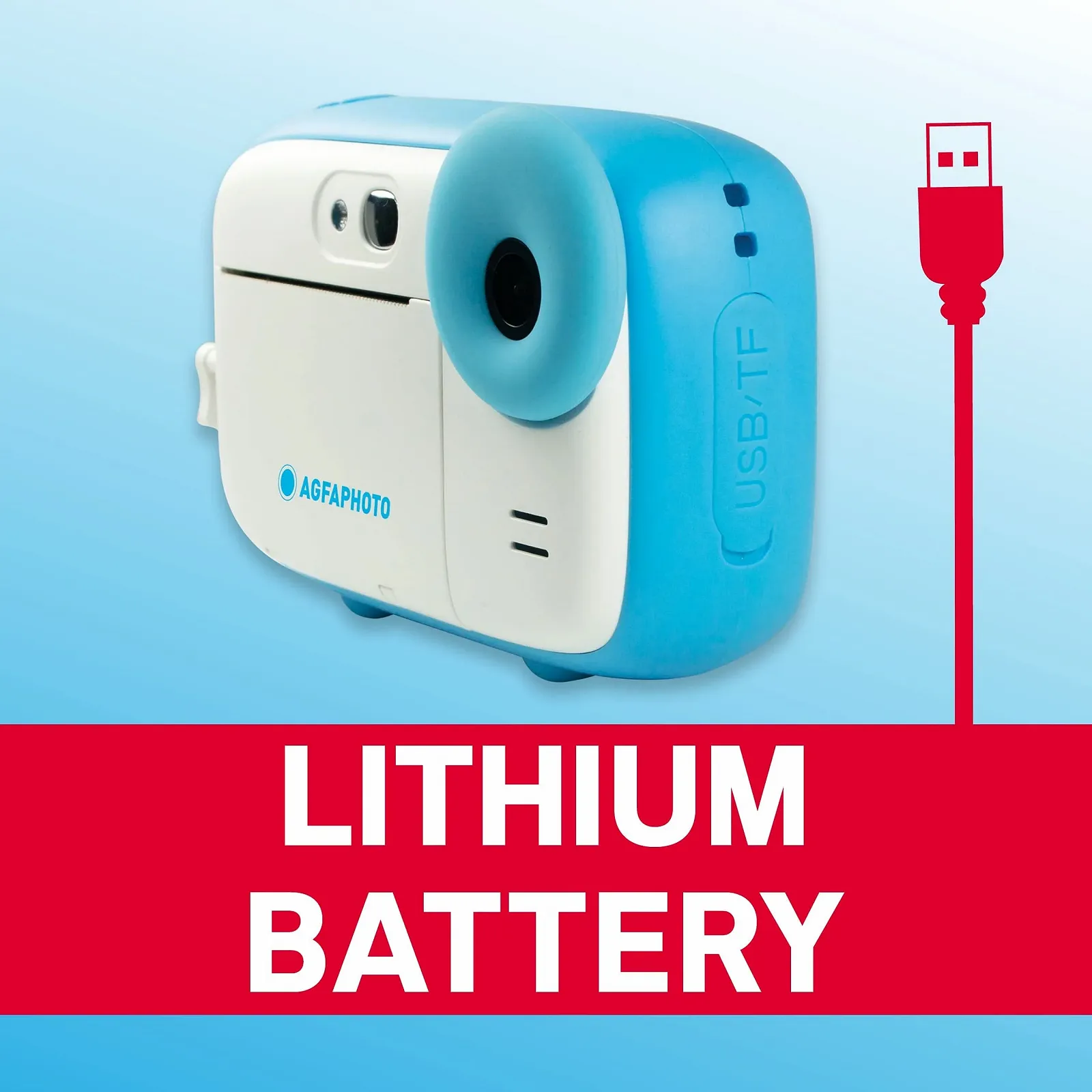 Камера миттєвого друку AGFA Photo Realikids Instant Cam ATP3WH LCD 2.4 дюйма 3 рулони термопаперу Синя, фото №8