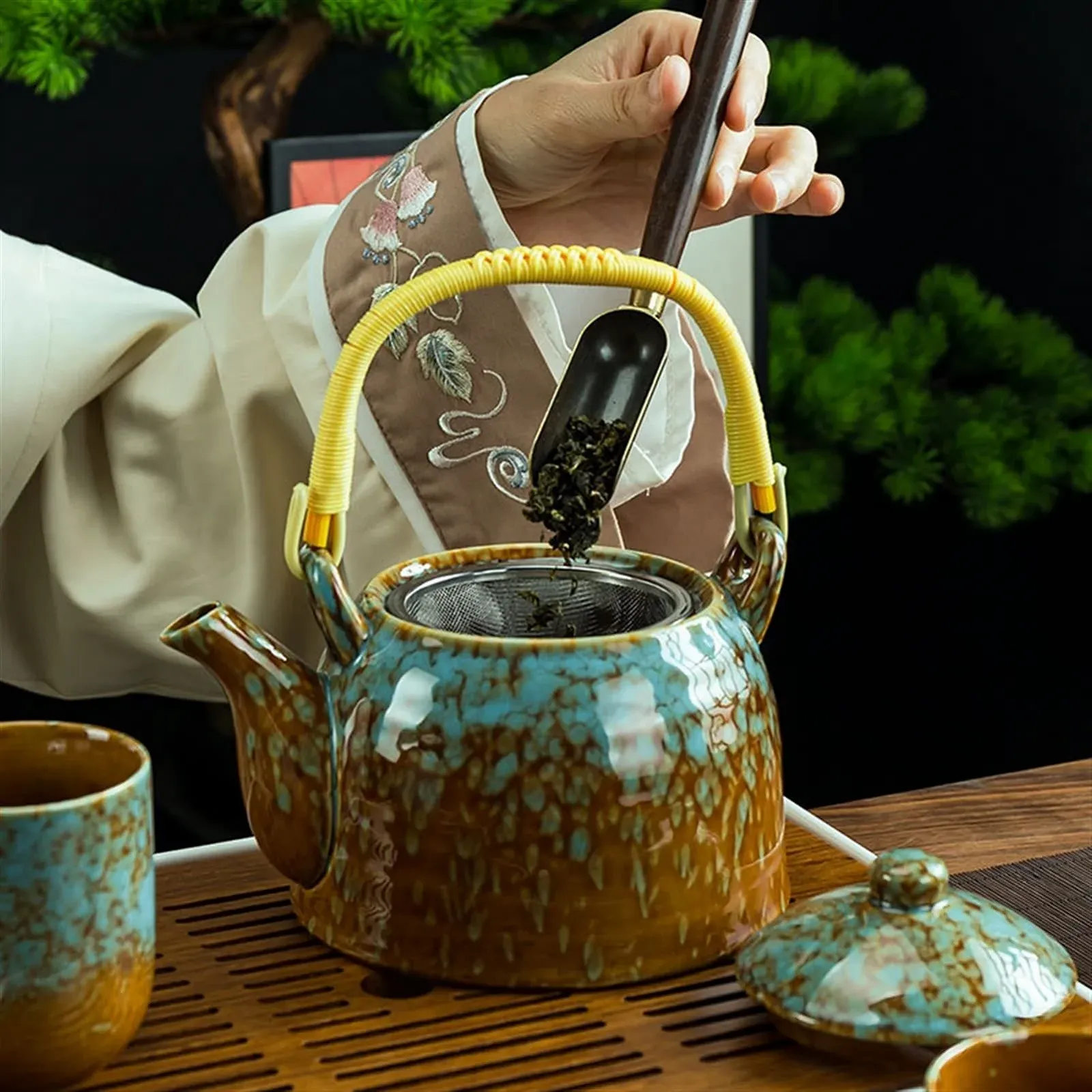 Чайник Керамический Чайный Набор Градиентный Цвет Celadon Чайник Бытовой Ретро Чайник Большой Емкости Ручка Чайник 900 мл, фото №3 Чайник Керамический Чайный Набор Градиентный Цвет Celadon Чайник Бытовой Ретро Чайник Большой Емкости Ручка Чайник 900 мл, фото №3