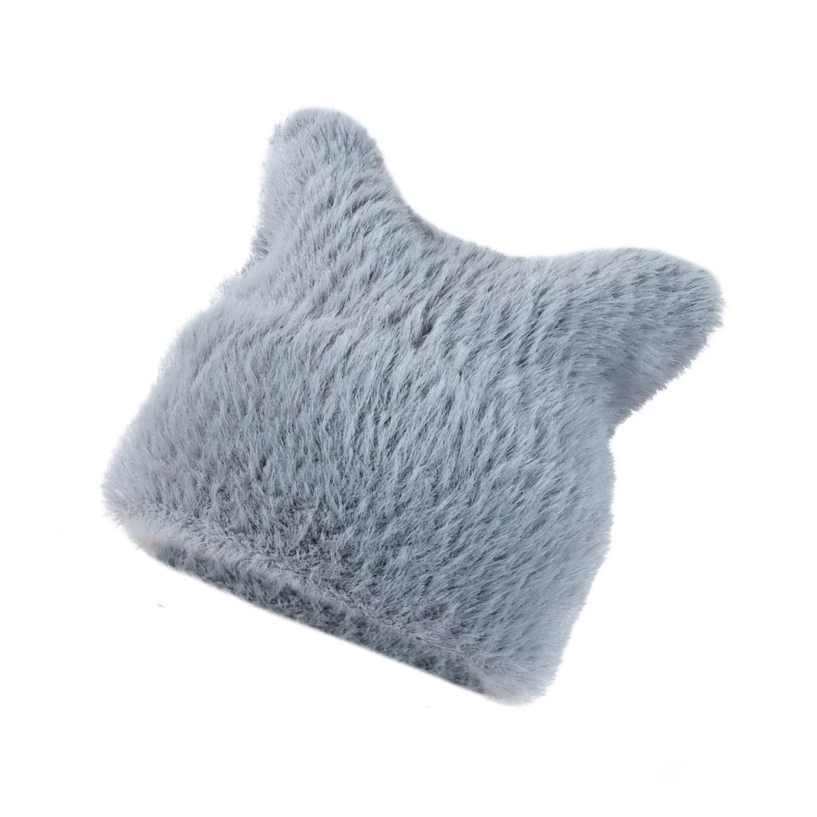 Шапка Ldabrye С ушками котенка, однотонная, меховая, мультяшная, для фотосессий, для улицы, на Хэллоуин, фото №1