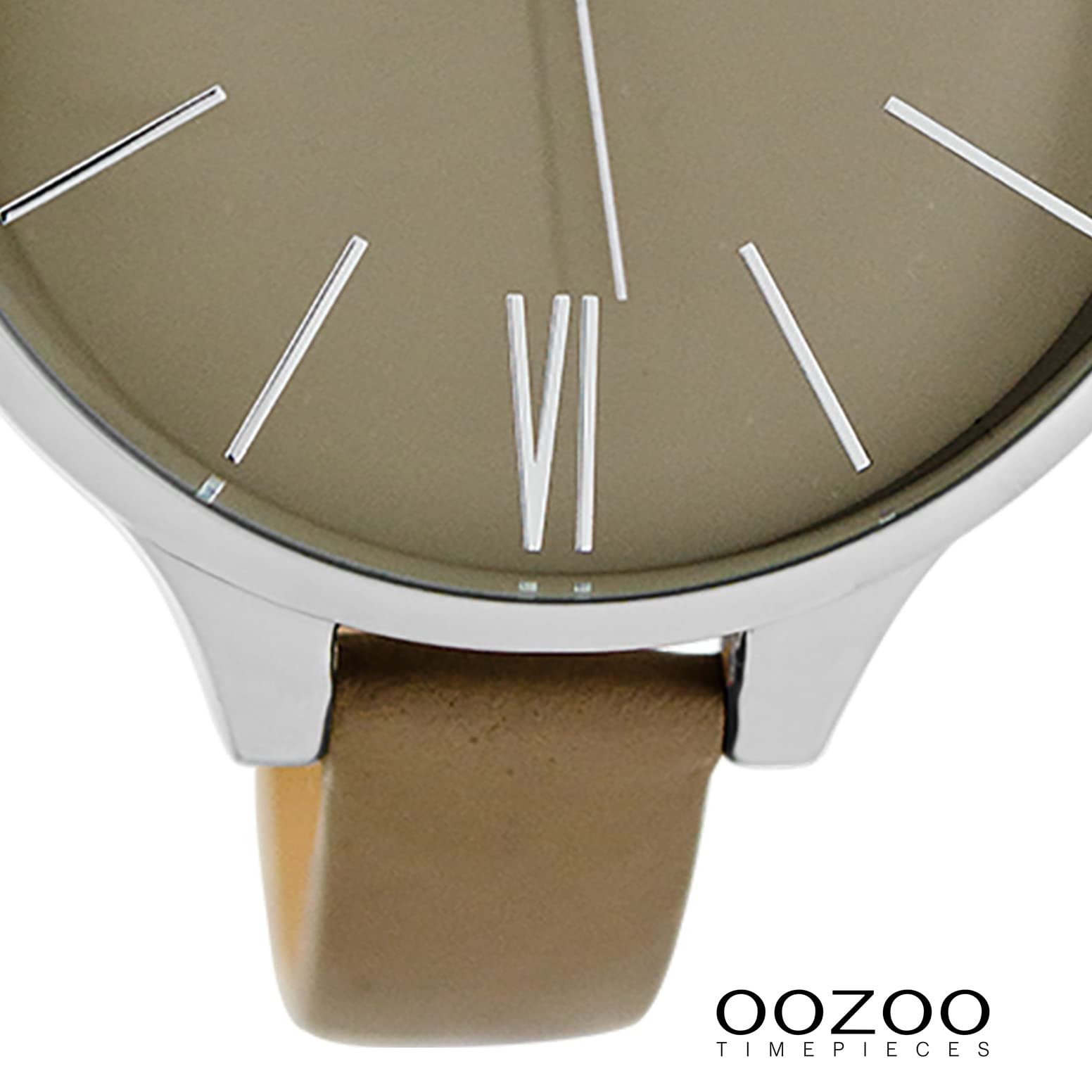 Женские часы Oozoo Кожаный ремешок 45 мм Taupe/Taupe C9543, серебристый baige, серебряный, ремешок., фото №3