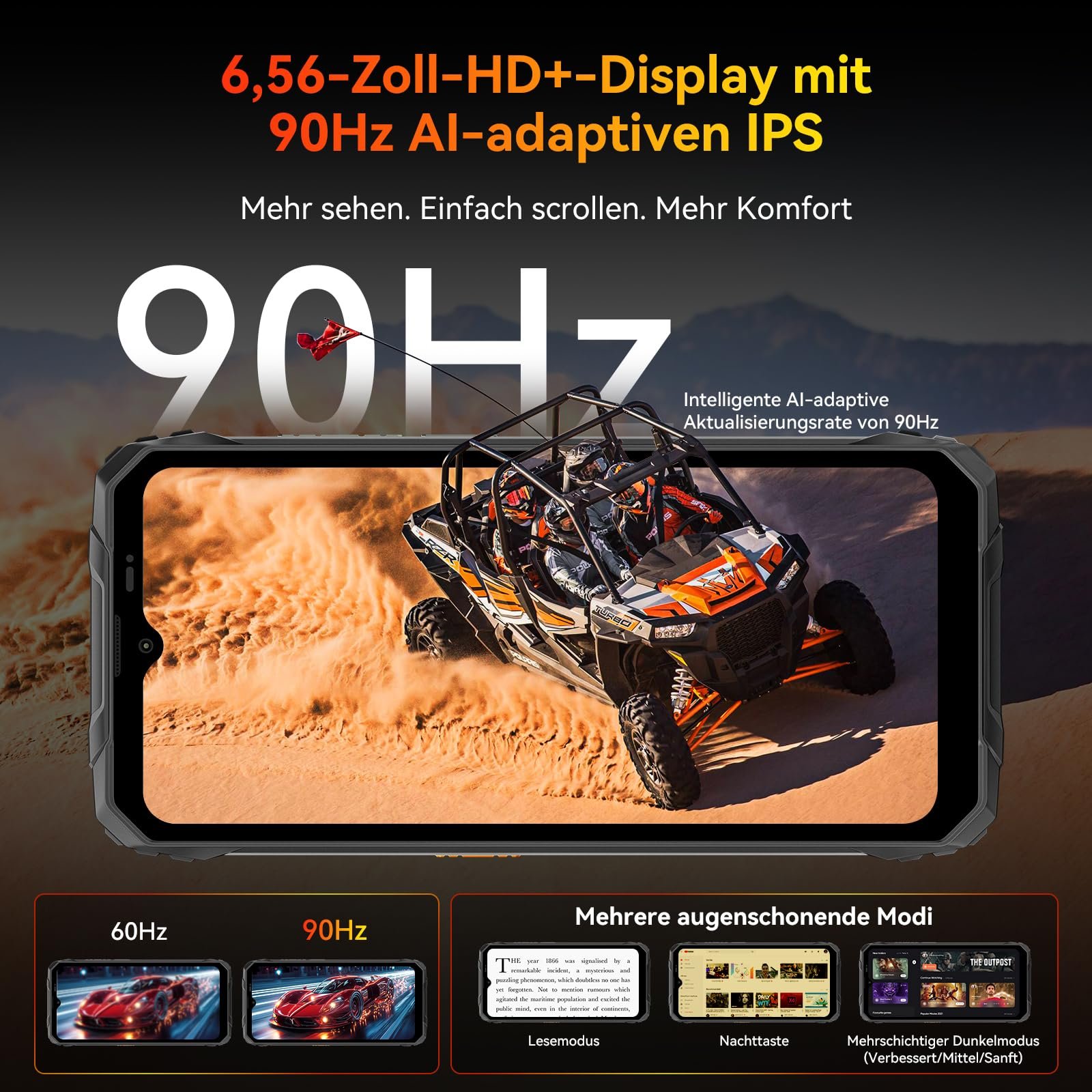 Захищений Смартфон Blackview FORT 1, 12GB + 128GB/2TB, Gemini AI, 6.56 дюймів 90Hz, NFC/FOTA, Чорний, фото №2