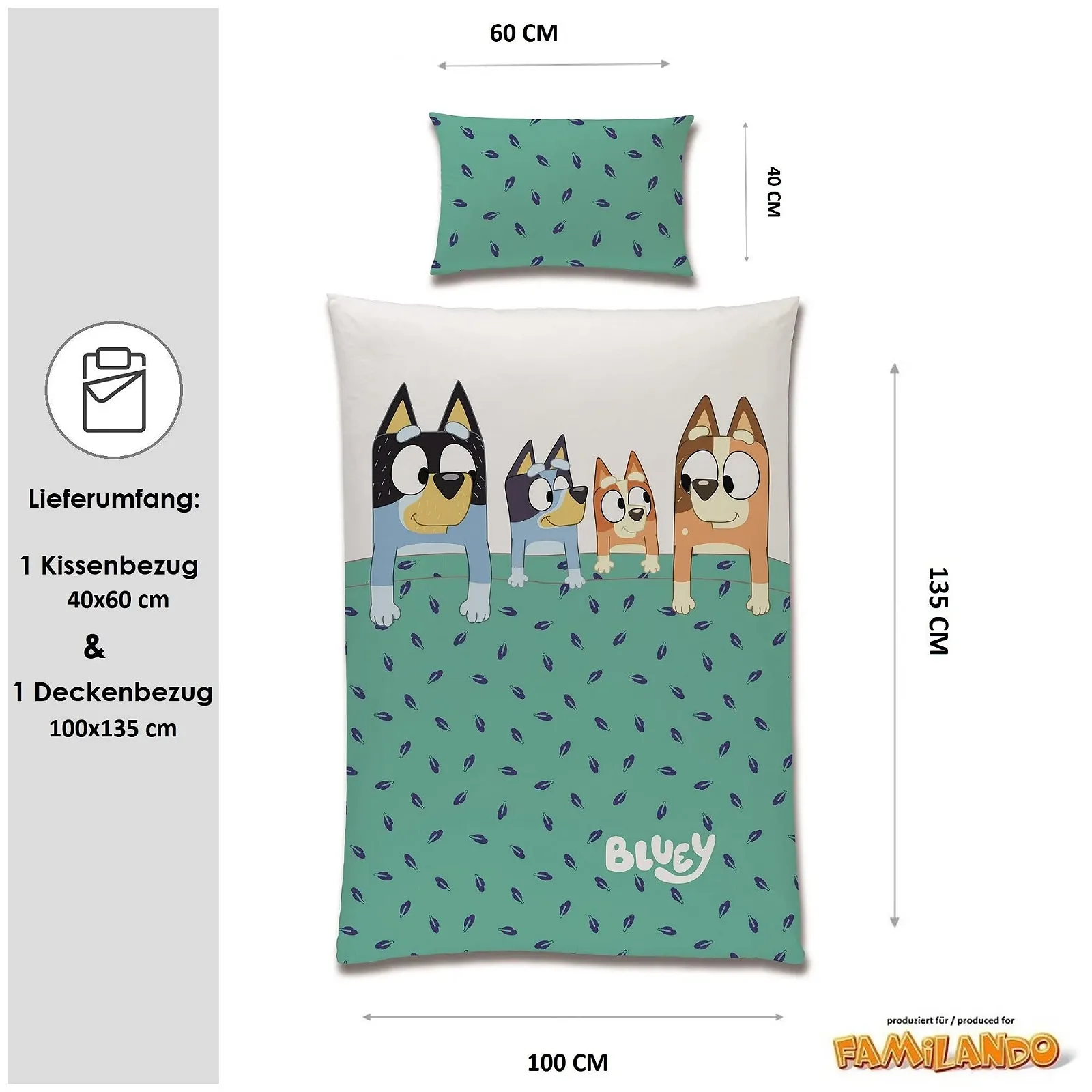 Детское постельное белье Bluey Family Bingo Bandit Chilli Мотив (Детское 100 x 135 40 x 60 см), фото №3