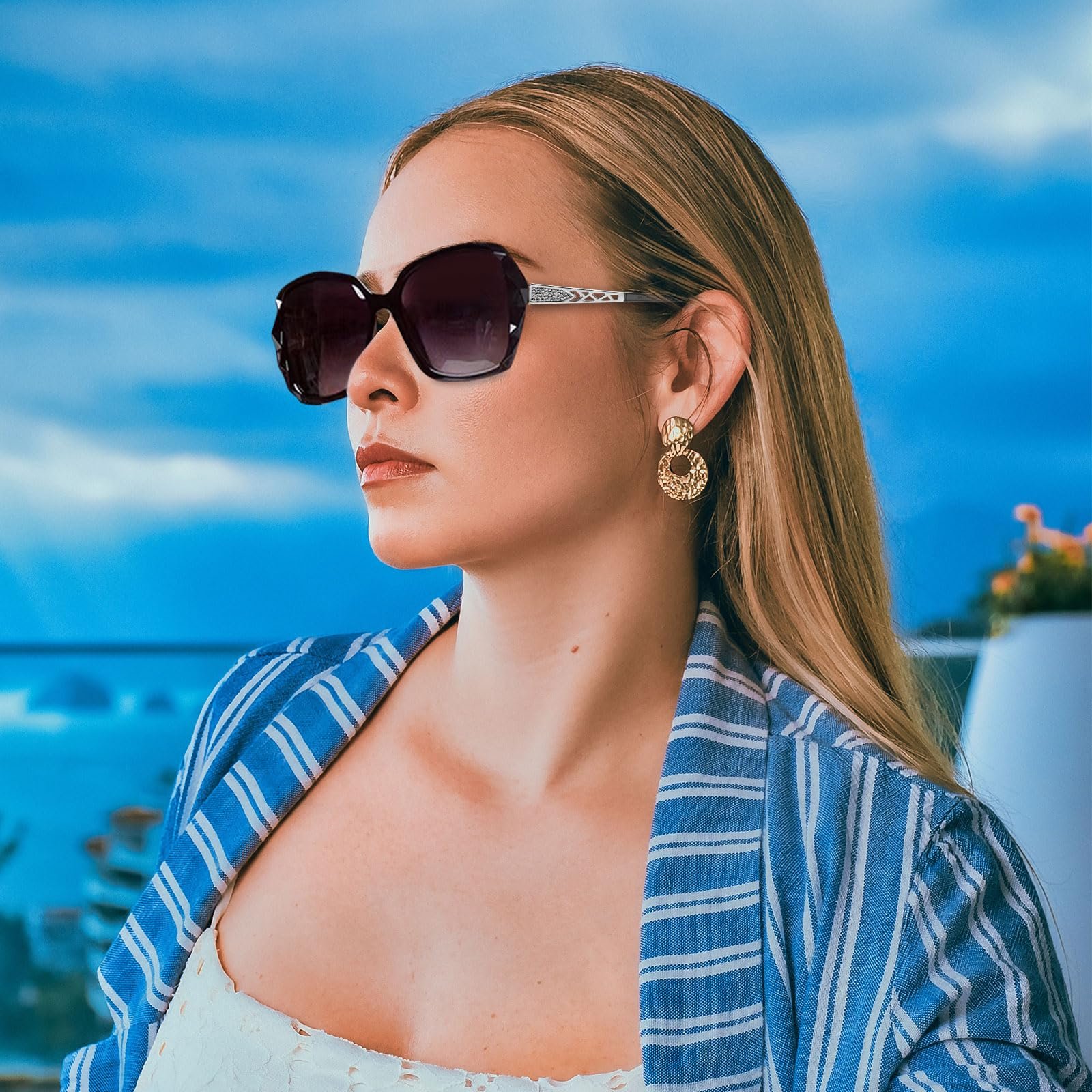 Сонцезахисні окуляри XWCHASA Великі Жіночі Класичні Трендові Вінтажні Модні, фото №4