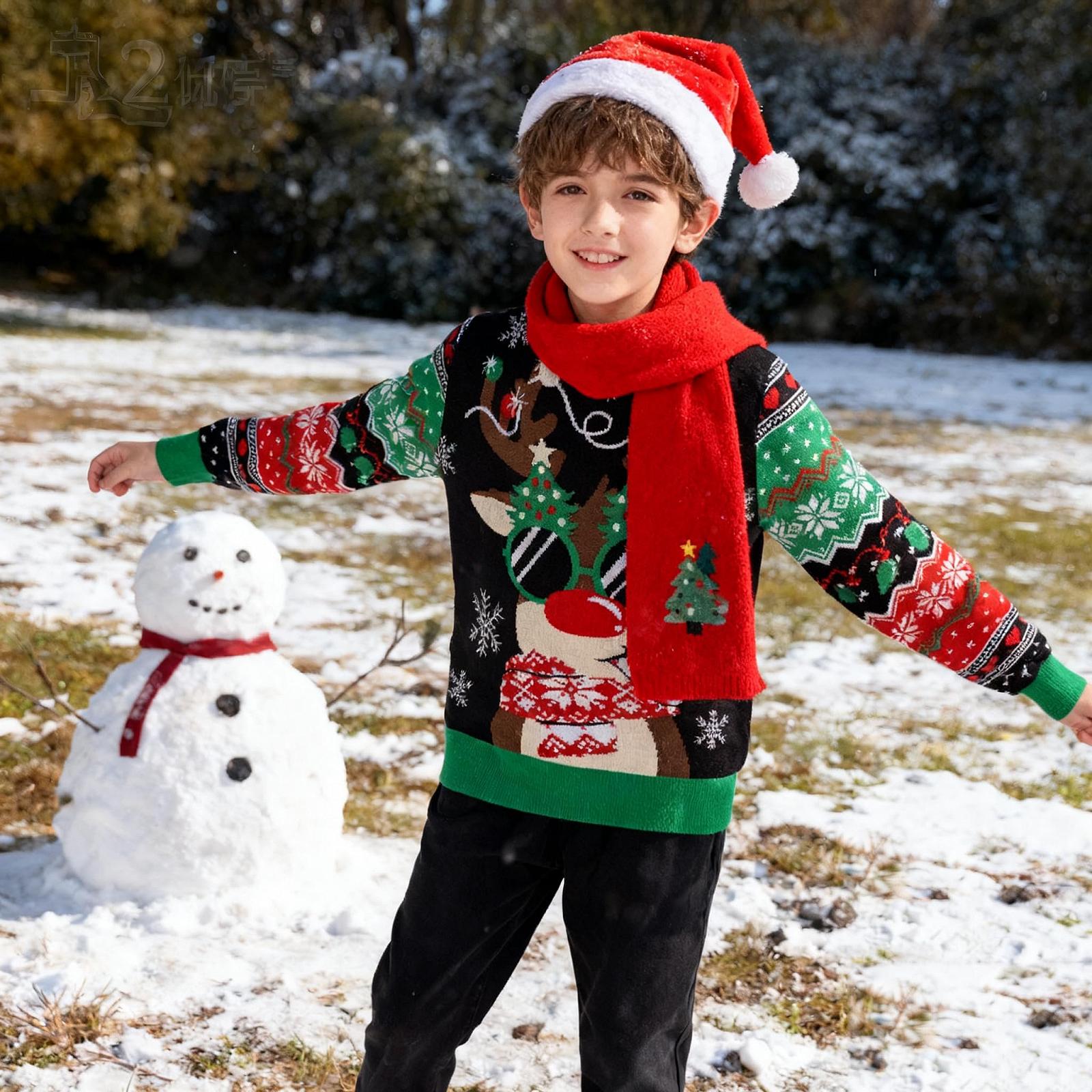 Рождественский джемпер Loveternal для мальчиков, детский рождественский теплый вязаный 3D-джемпер с принтом, пуловер с длинными рукавами для девочек, рождественский джемпер 7-14 лет, фото №6