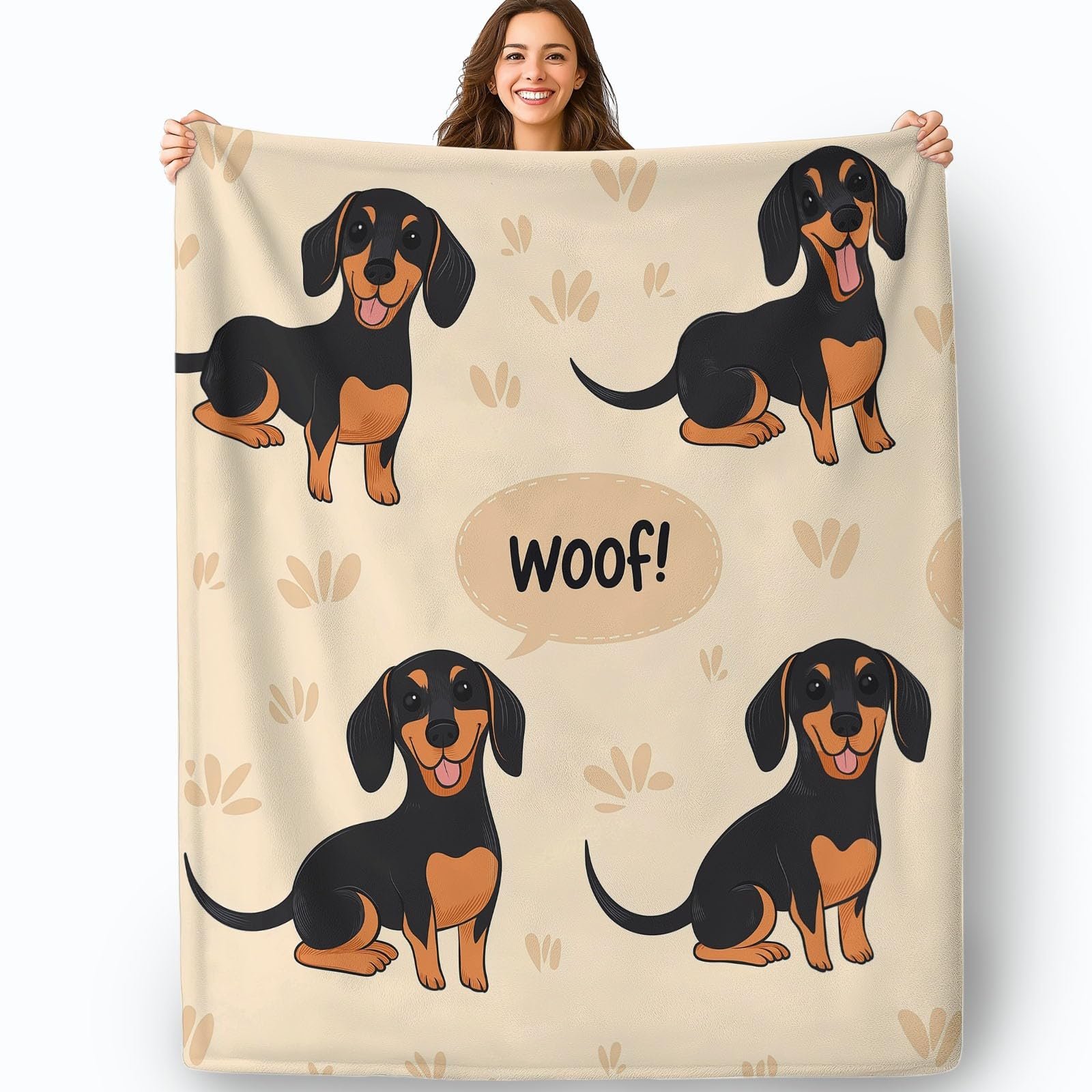 Одеяло Мягкое для дивана 130 x 150 см, Мягкое теплое с мультяшным щенком и буквами, с принтом, черно-коричневое, фото №2