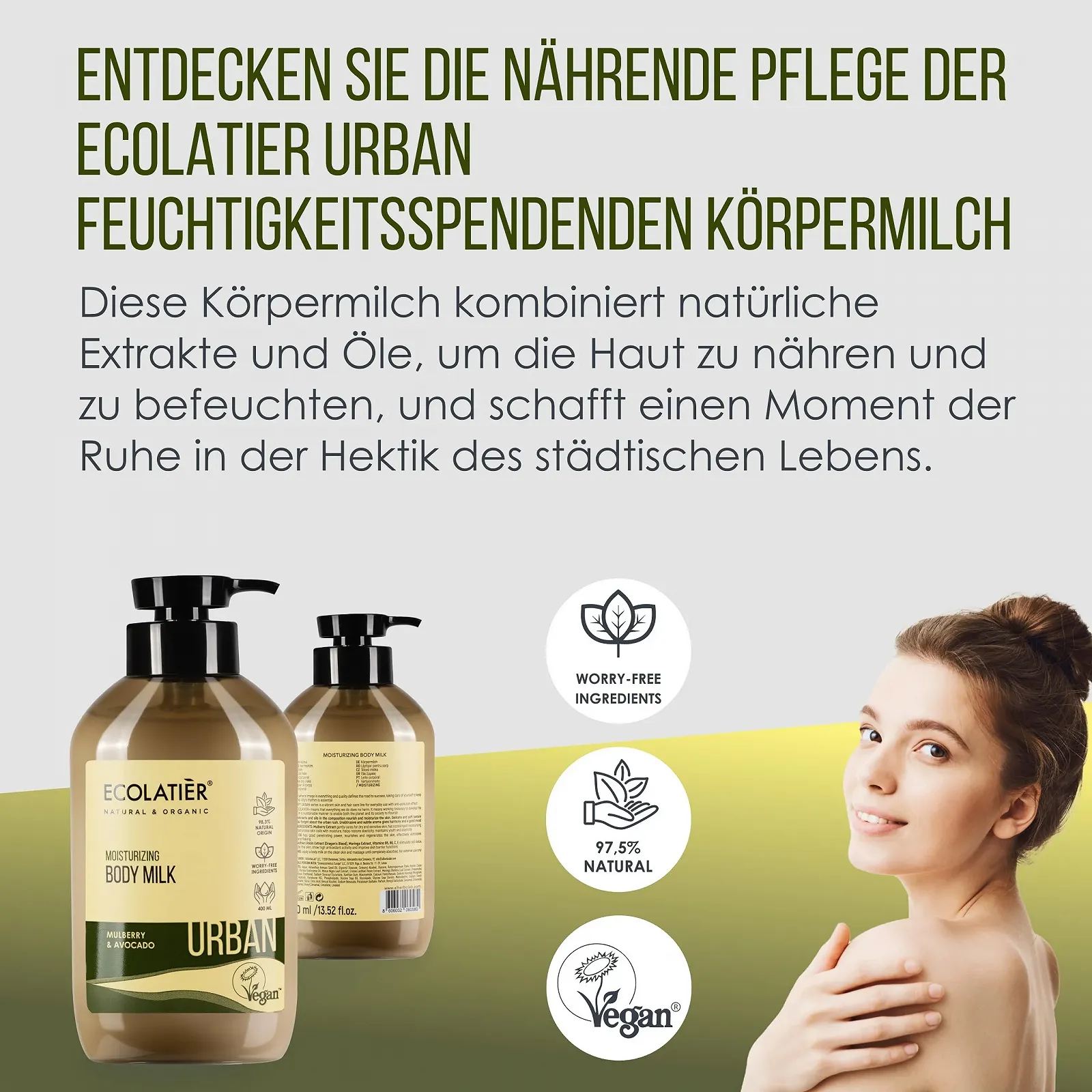 Молочко для тіла Ecolatier Mulberry & Avocado зволожуюче для чоловіків та жінок 400 мл, фото №2