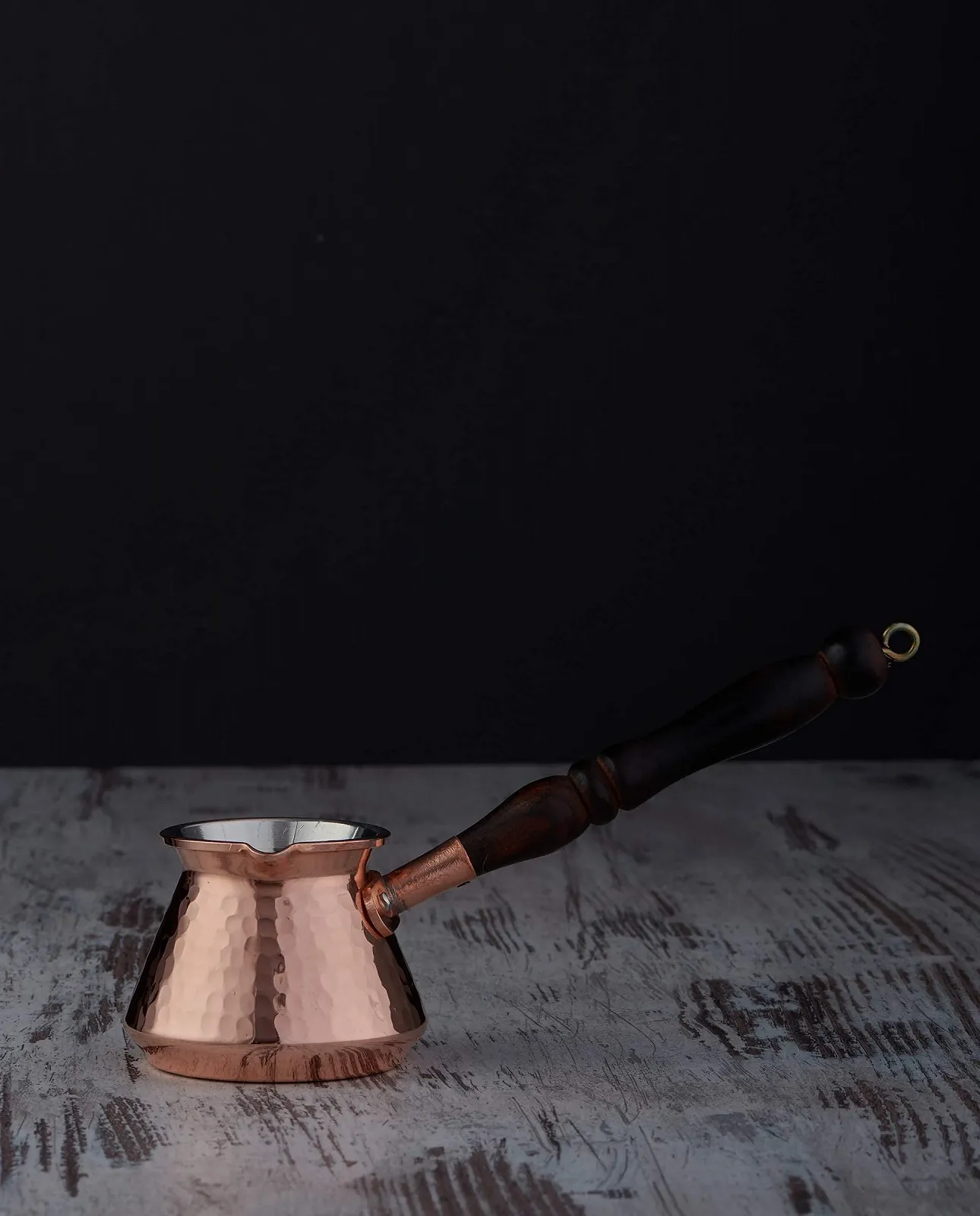 Турка DEMMEX Мідна 1 mm Товста Кована для Турецької Грецької Арабської Кави з Дерев'яною Ручкою, фото №2