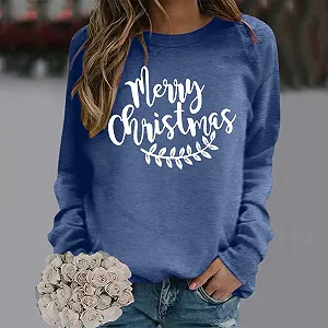 Рождественский свитер Женский Рождественский свитер без капюшона Длинный рукав Круглый вырез synthetic.ua - Фото 1