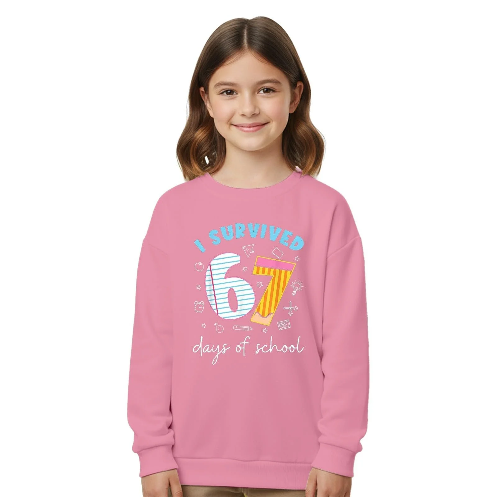 Толстовка детская Generisch Six Seven 67 Meme Мягкий Пуловер 6 7 с капюшоном, смешной дизайн, длинный рукав, повседневный свитер, легкий, многоцветный, фото №1