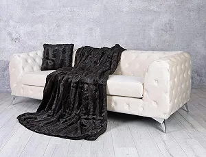 Одеяло Palazzo Luxury из искусственного меха норки 160 x 200 см с мягкой флисовой подкладкой для зимнего тепла pda001 synthetic.ua - Фото 1