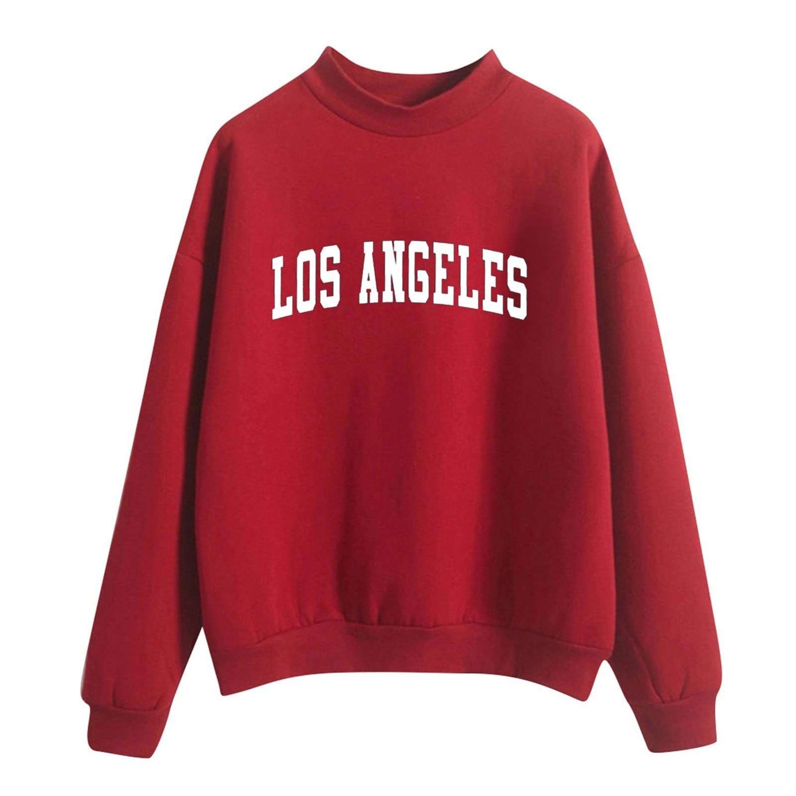 Женский свитшот Los Angeles с длинными рукавами, свободный воротник-стойка, круглый вырез, мягкие свитшоты для женщин, Калифорния, однотонные топы, зимние, осенние, круглый вырез, колледж, фото №1