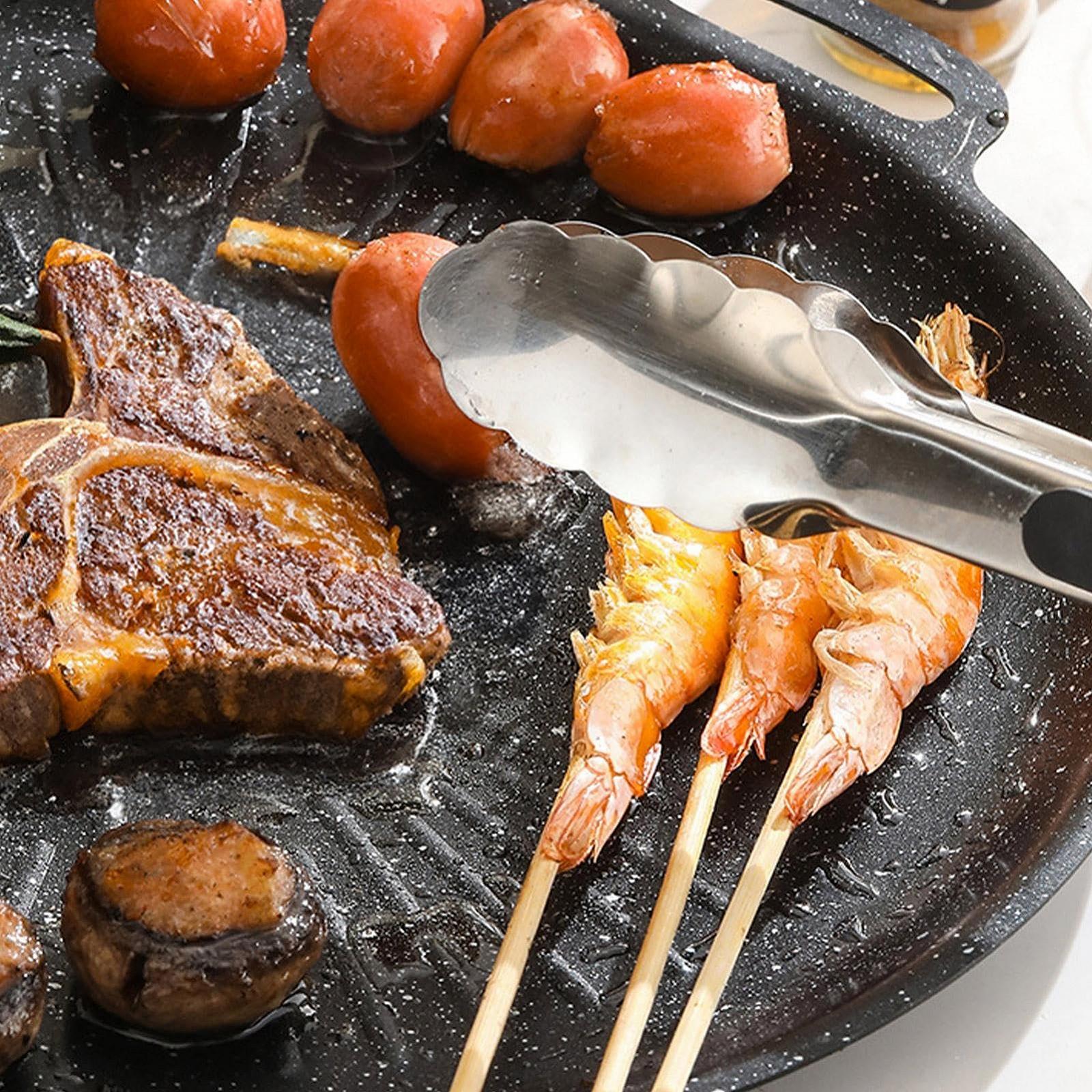 Сковорода-гриль Кругла BBQ плита для гриля Індукційна багатофункціональна сковорода Антипригарна чавунна для газового гриля Сковороди для стейків Чавунна сковорода-гриль для плити, гриля, духовки та багаття, фото №7