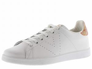 Кроссовки Victoria 1125104-Women кожаные с блестящей пяткой и перфорированным логотипом - Фото 1