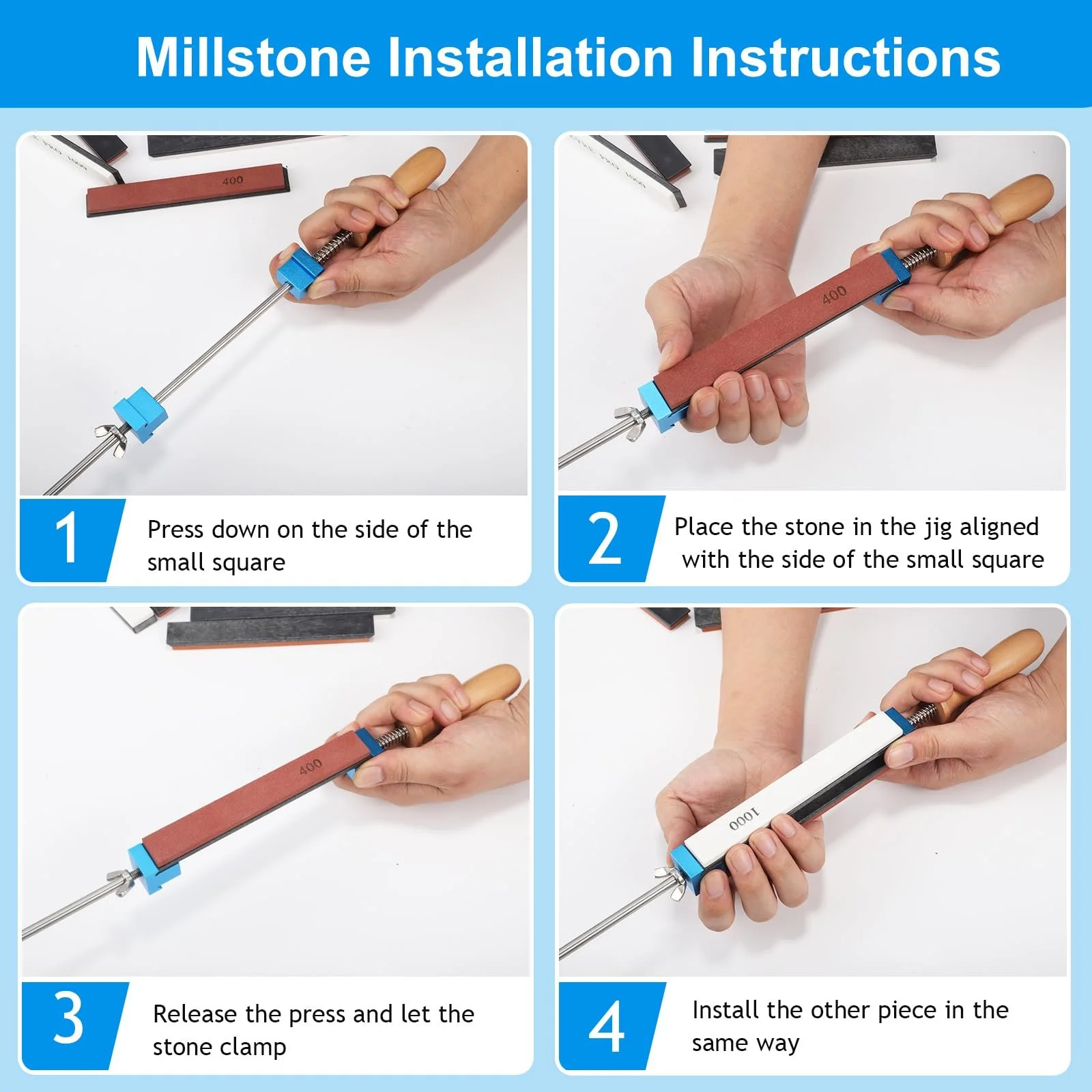 Ручна Точилка для ножів Професійна Система заточування з фіксованим кутом з 8 каменями, фото №6