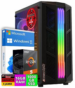 Купить Игровой ПК ScreenOn Ryzen 5 5600G Radeon Vega 7 (2 ГБ) 16 ГБ RAM DDR4 3200 МГц 1000 ГБ SSD Windows 11 Pro WLAN 300 Мбит/с - Фото 1 Игровой ПК ScreenOn Ryzen 5 5600G Radeon Vega 7 (2 ГБ) 16 ГБ RAM DDR4 3200 МГц 1000 ГБ SSD Windows 11 Pro WLAN 300 Мбит/с - Фото 1